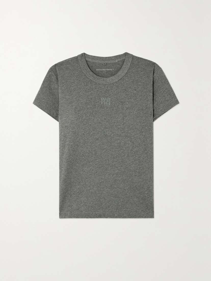 T BY ALEXANDER WANG Glittered Cotton-jersey T-shirt