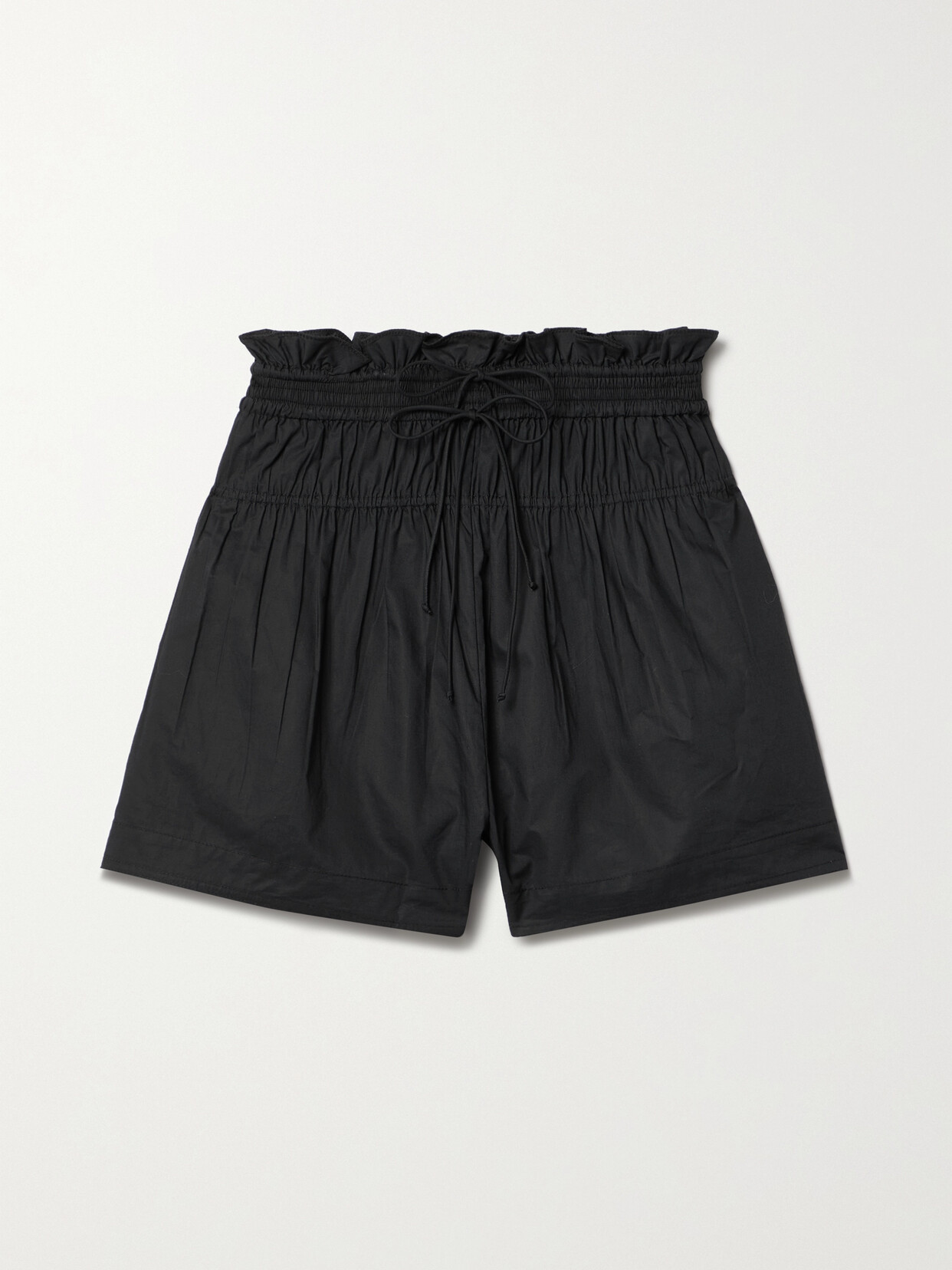 ULLA JOHNSON RYLAN RUFFLED GATHERED COTTON-POPLIN SHORTS