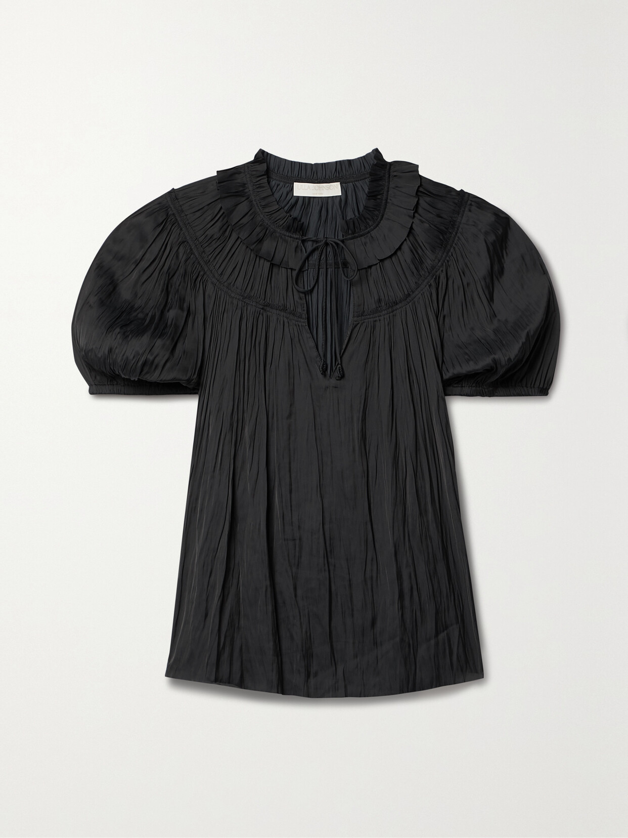 Ulla Johnson - Eleni Ruffled Plissé-satin Blouse - Black