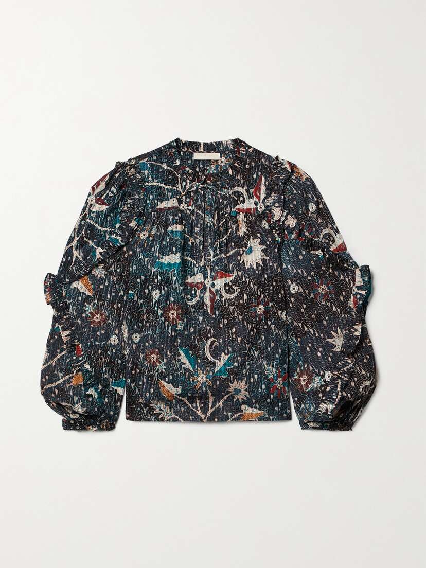Ulla Johnson Manet Ruffled Printed Cotton-blend Voile Blouse
