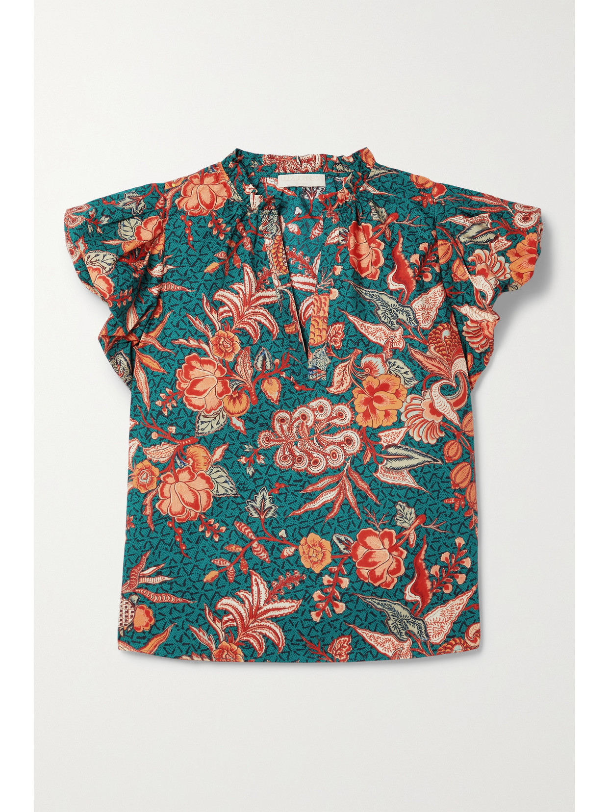 Ulla Johnson Evelyn Ruffled Printed Cotton-poplin Top - Blue