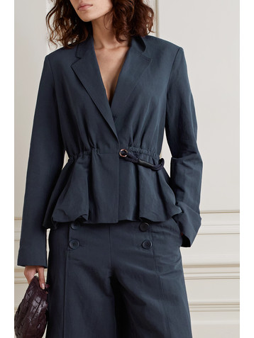 Ulla Johnson Talie gathered cotton, linen and silk-blend peplum blazer
