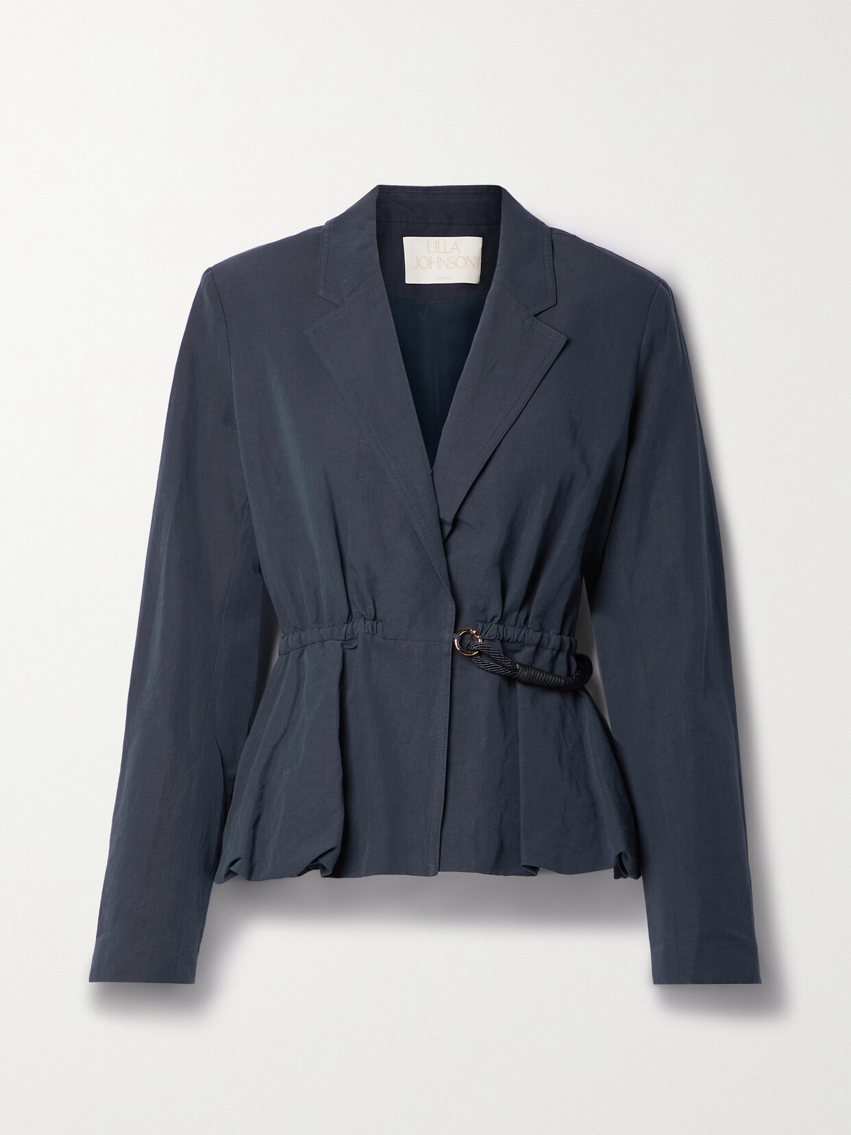 Ulla Johnson - Talie Gathered Cotton, Linen And Silk-blend Peplum Blazer - Blue