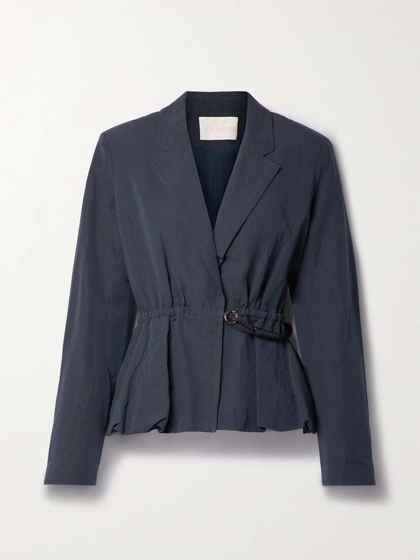 Ulla Johnson Talie Gathered Cotton, Linen And Silk-blend Peplum Blazer - x small