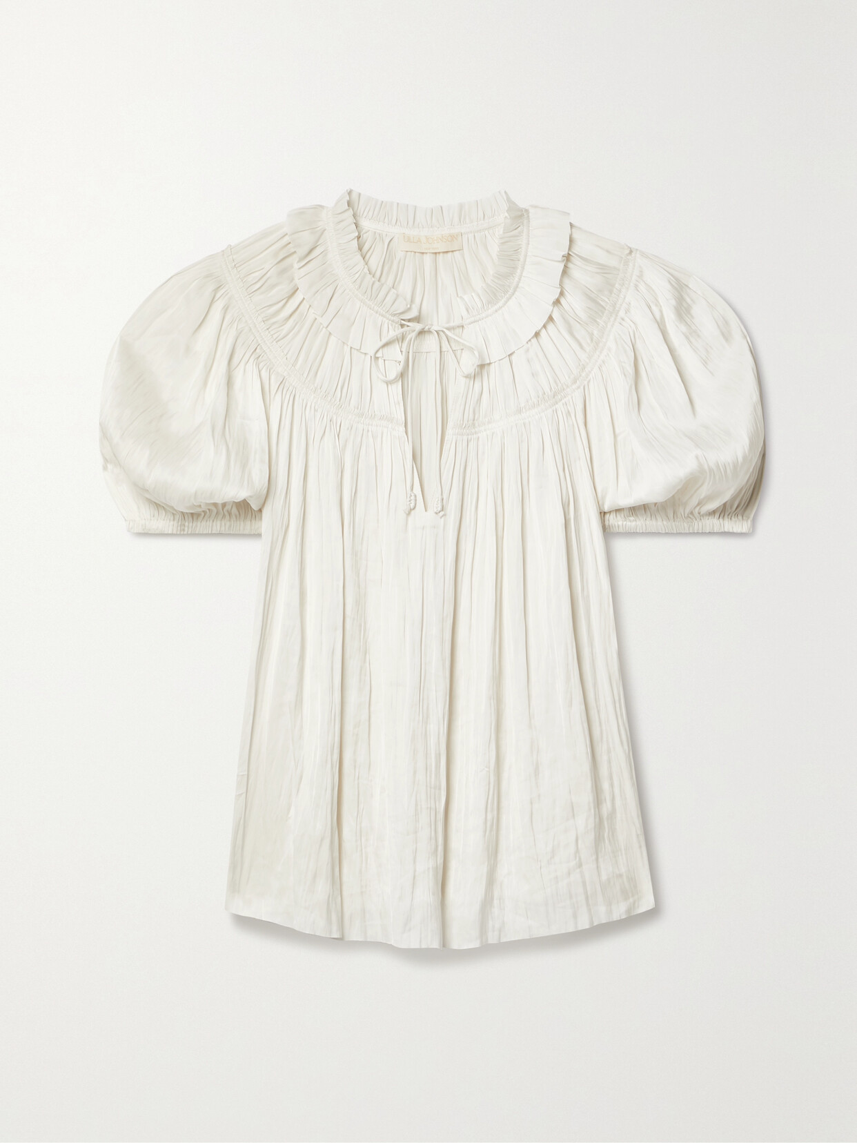 Ulla Johnson - Eleni Ruffled Plissé-satin Blouse - Cream