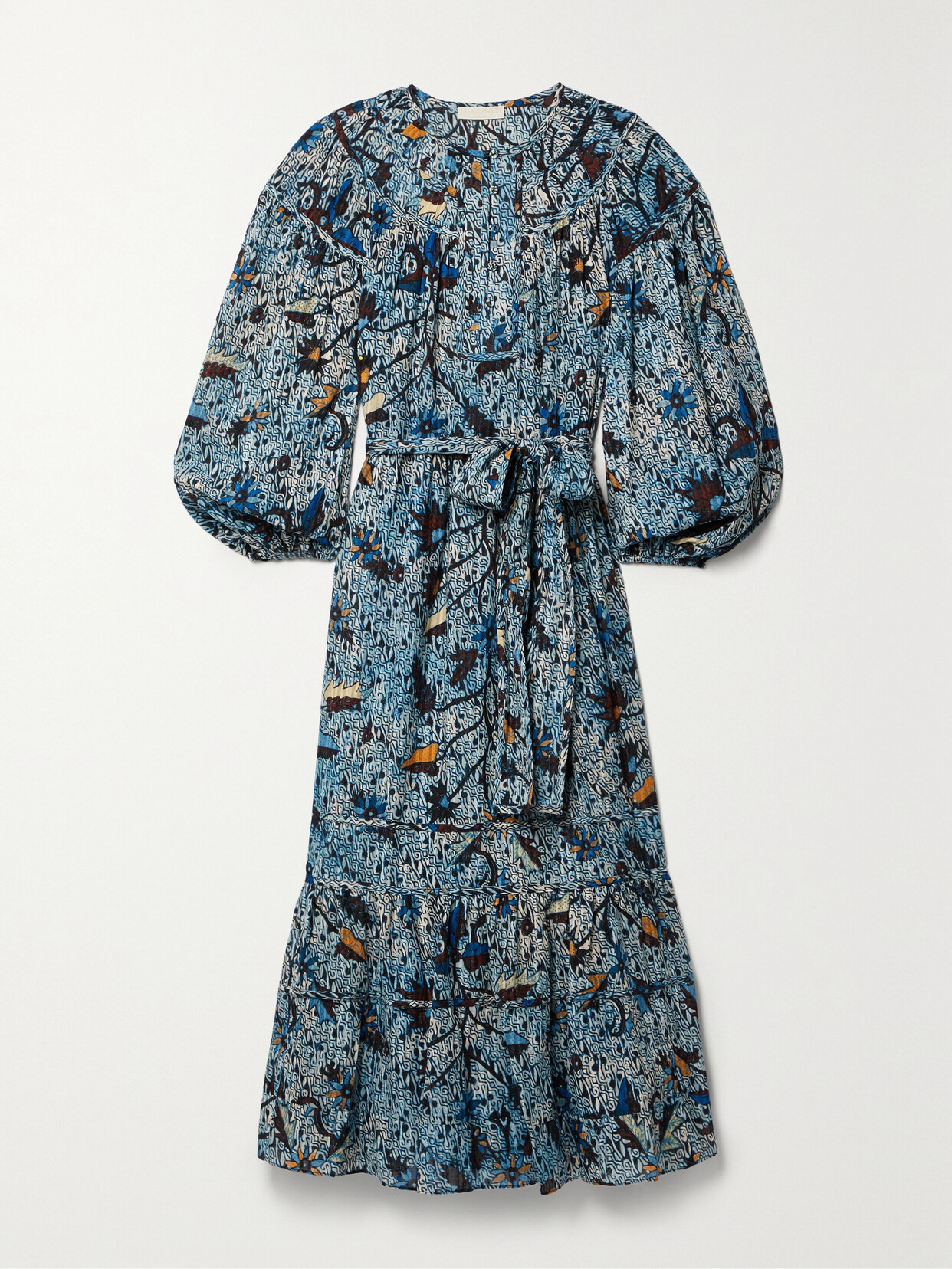 Ulla Johnson - Iona Belted Floral-print Cotton-blend Voile Midi Dress - Blue