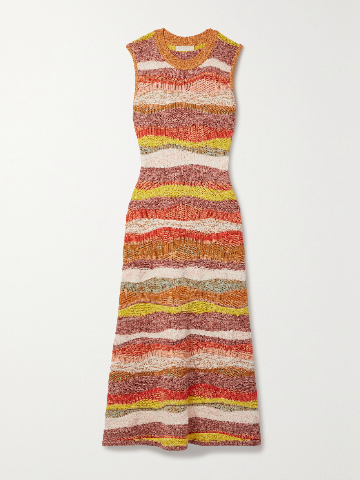 Ulla Johnson - Gaia Striped Cotton-blend Midi Dress - Orange