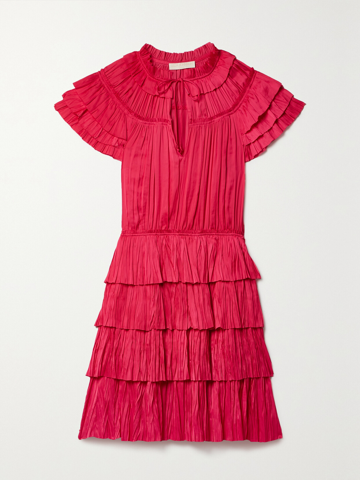 Ulla Johnson Vesna Tiered Plissé-satin Mini Dress - Pink