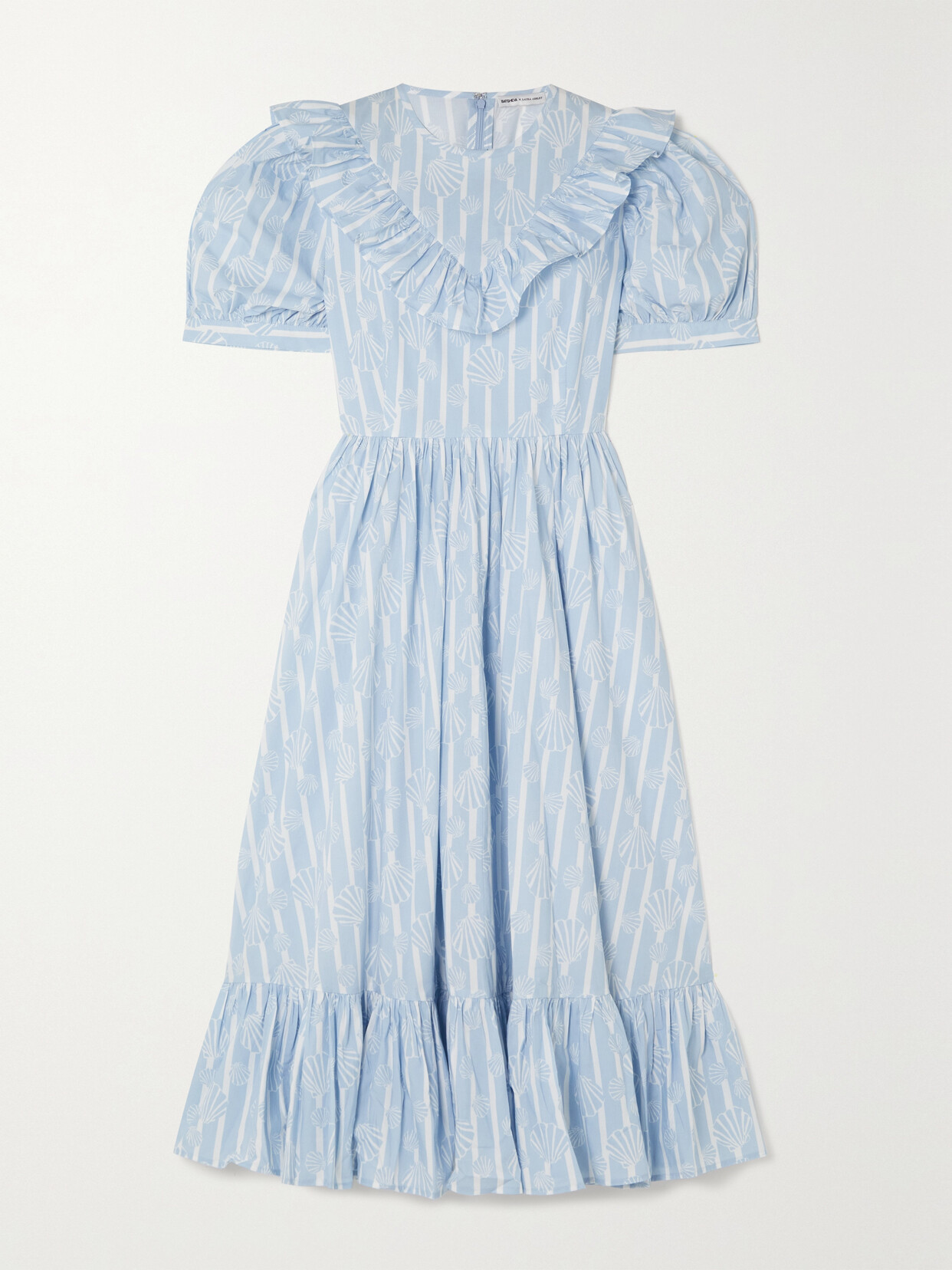 Batsheva - + Laura Ashley May Ruffled Printed Cotton-poplin Midi Dress - Blue