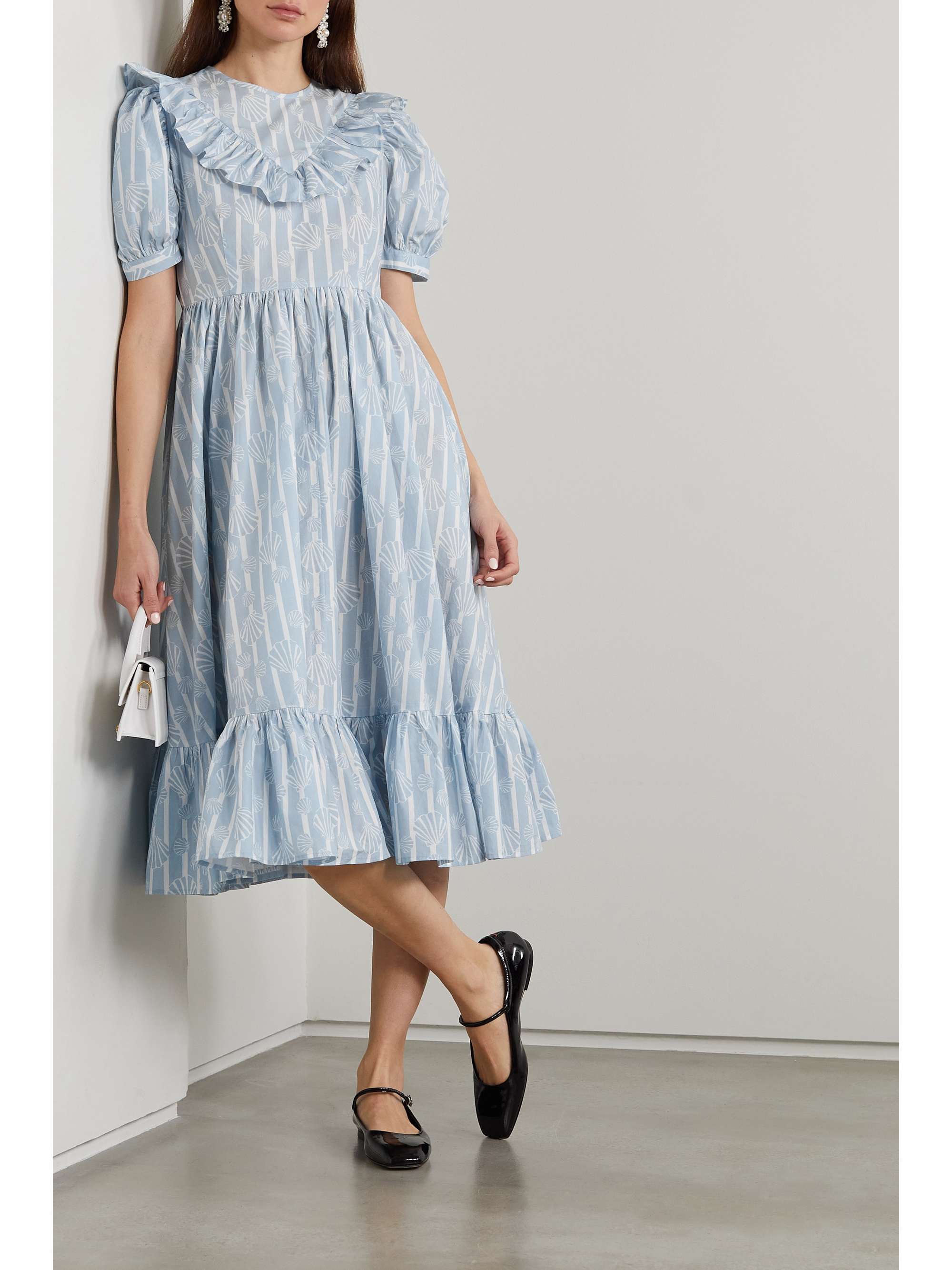 BATSHEVA Laura Ashley Gwen Printed Cottonpoplin Halterneck