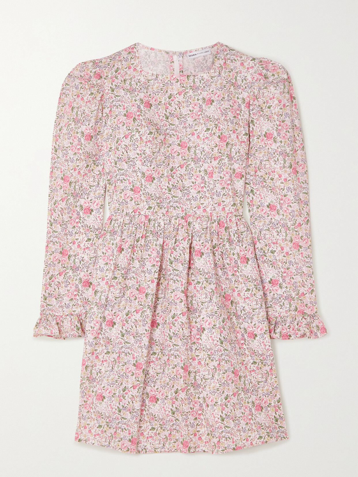 Batsheva - + Laura Ashley Ruffled Floral-print Cotton-poplin Mini Dress - Pink