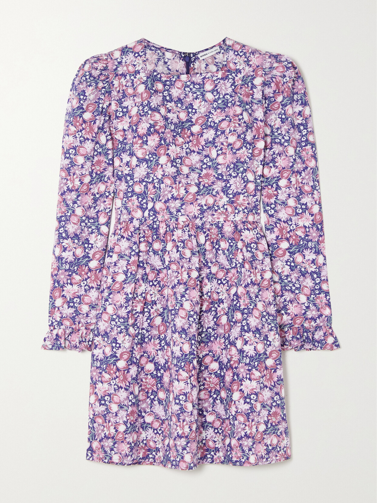 Batsheva - + Laura Ashley Ruffled Floral-print Cotton-poplin Mini Dress - Purple