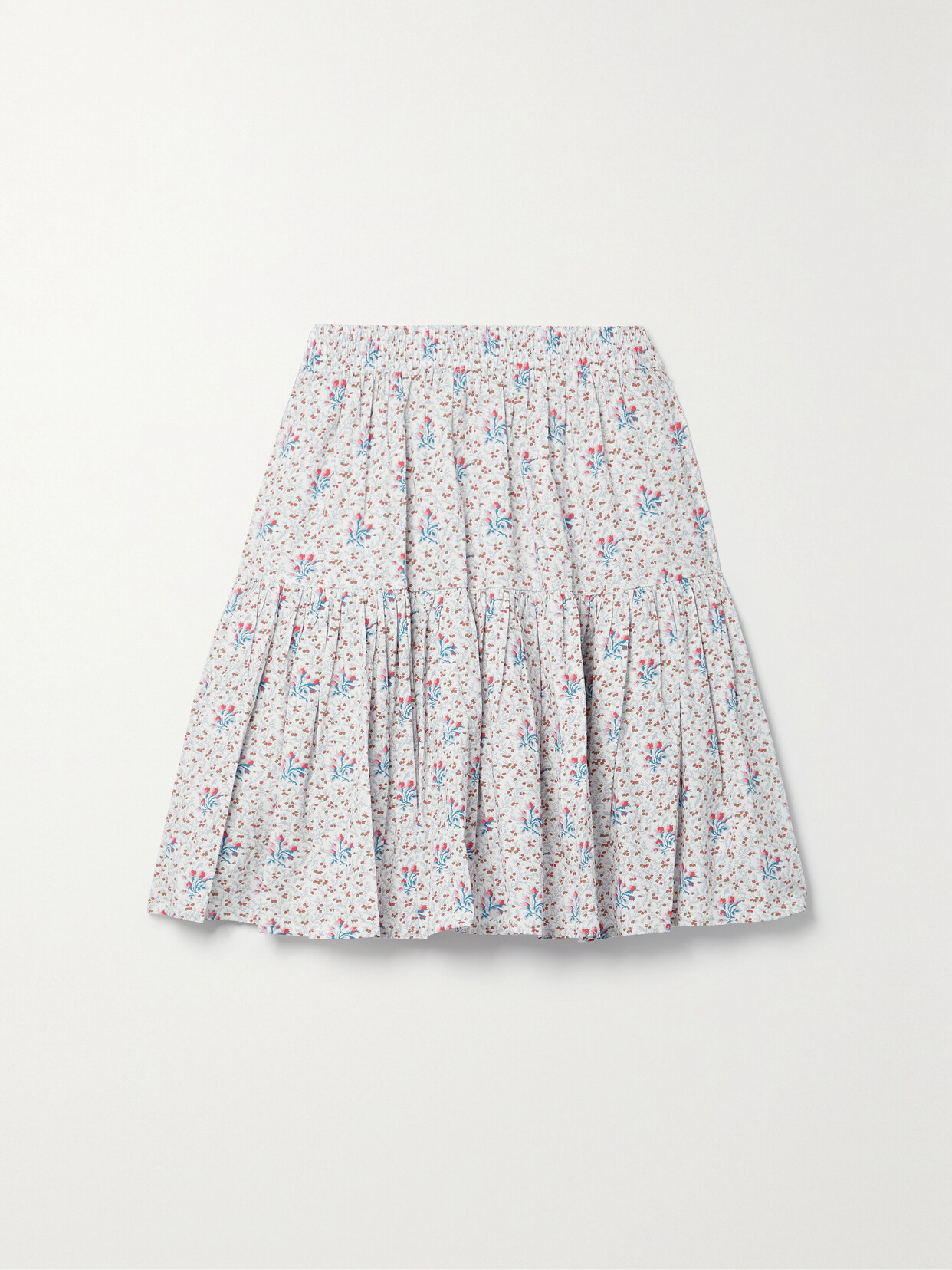 Batsheva - + Laura Ashley Amy Tiered Floral-print Cotton-poplin Mini Skirt - Blue