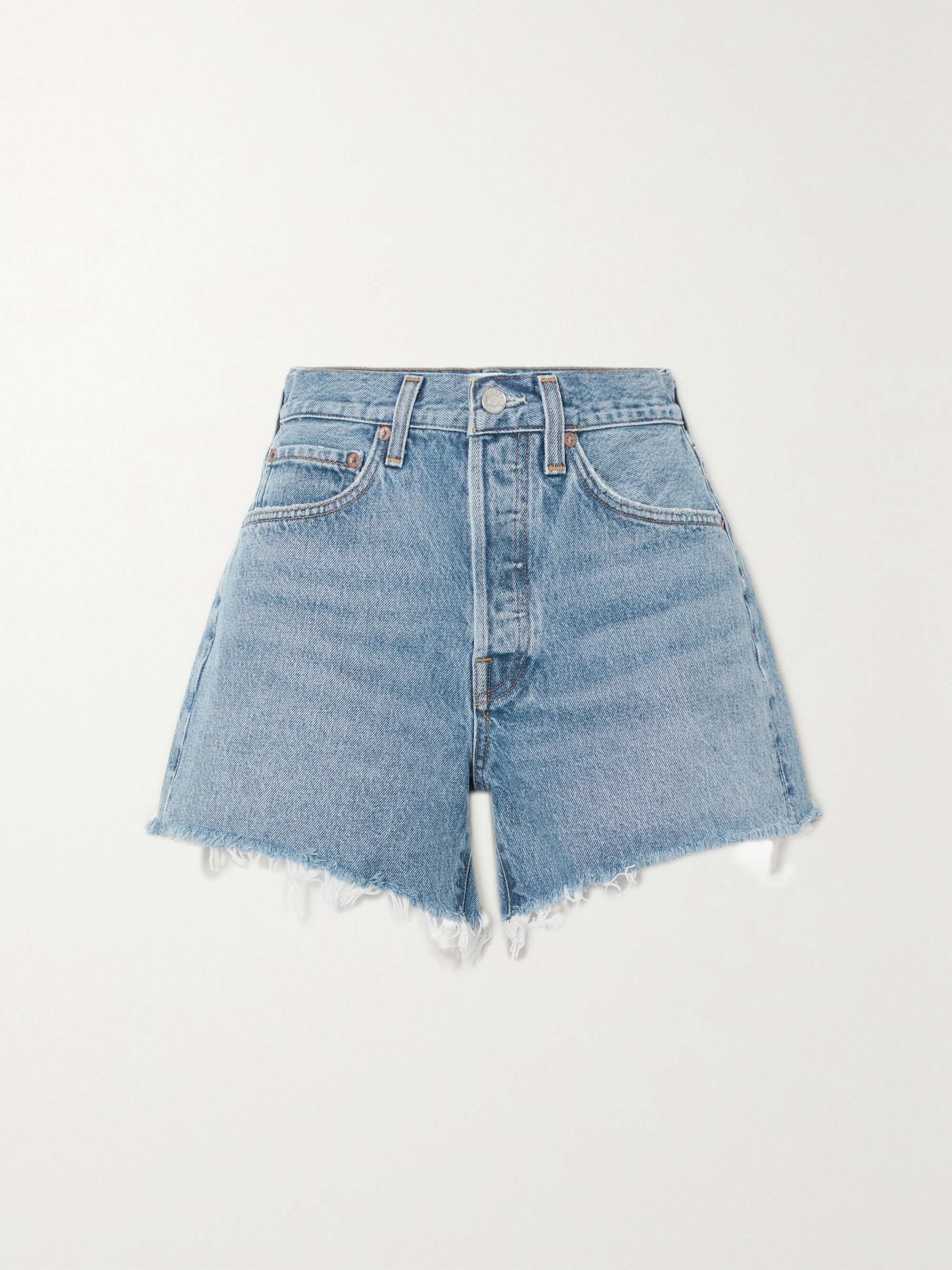 AGOLDE Parker Long distressed denim shorts