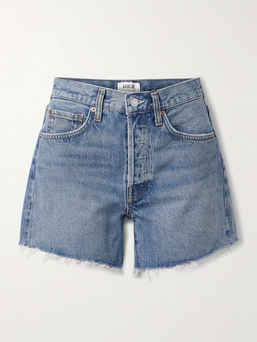 AGOLDE Parker Long Distressed Denim Shorts
