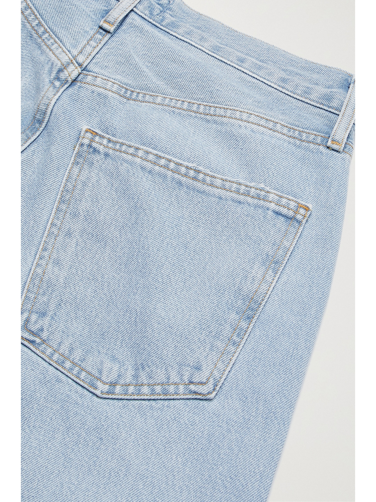 Agolde 90's Pinch Waist Long Frayed High-rise Straight-leg Jeans In Blue