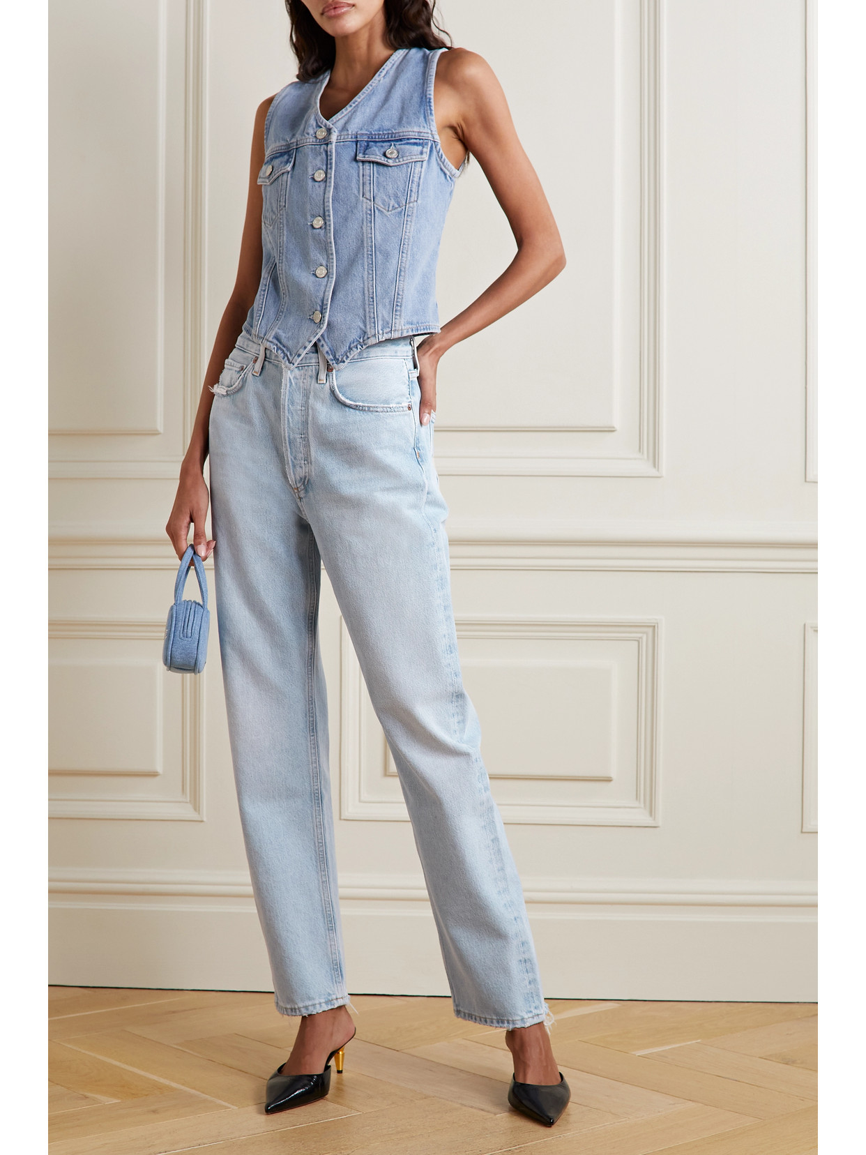 Shop Agolde '90s Pinch Waist High-rise Straight-leg Jeans In Blue