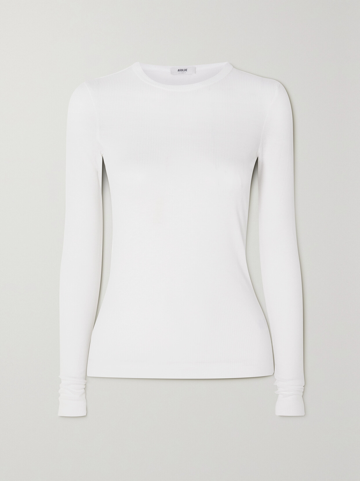 Shop Agolde Shona Ribbed Stretch-jersey T-shirt In White