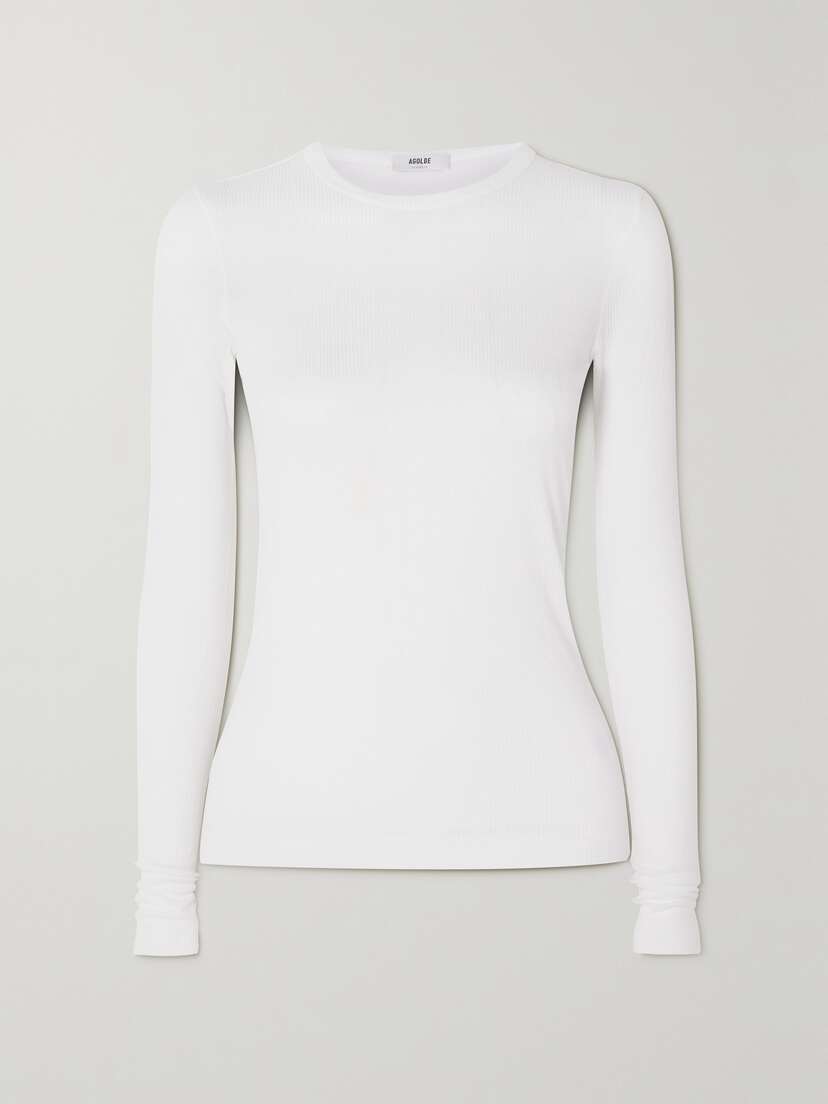 AGOLDE Shona Ribbed Stretch-jersey T-shirt - x large