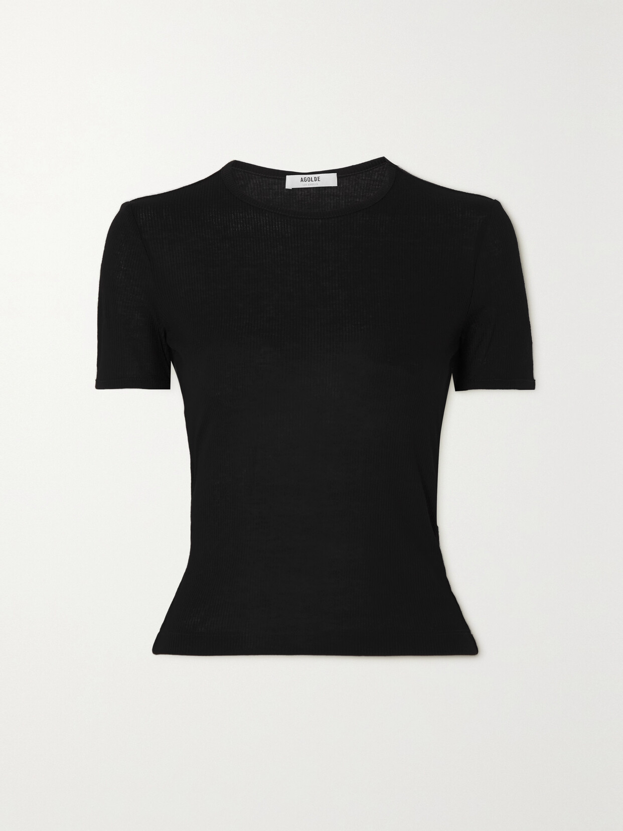 Agolde Abbie Ribbed Stretch-jersey T-shirt In Black