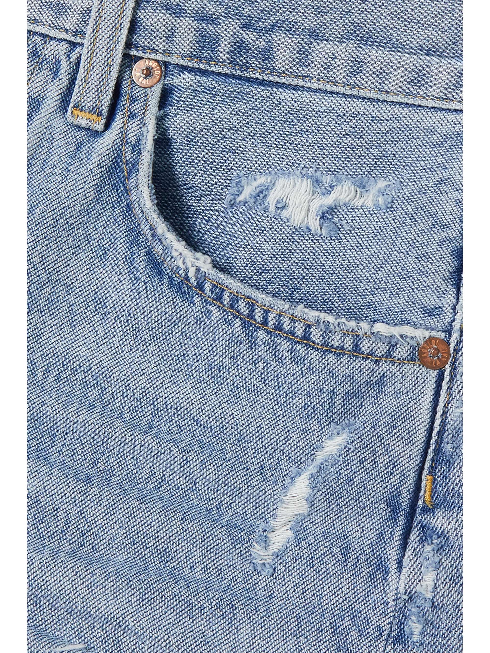AGOLDE Long Parker distressed organic denim shorts