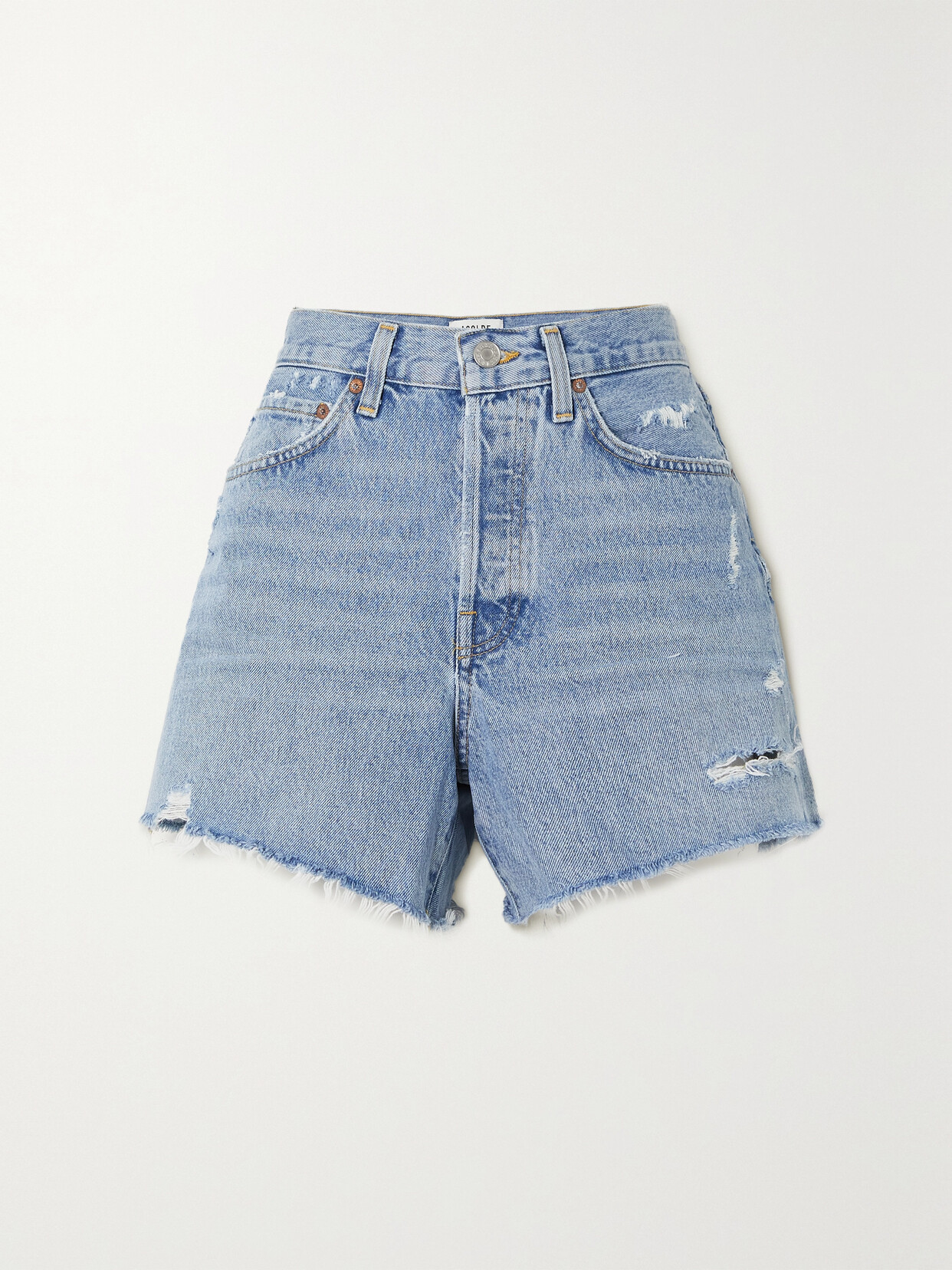 AGOLDE - Long Parker Distressed Organic Denim Shorts - Blue