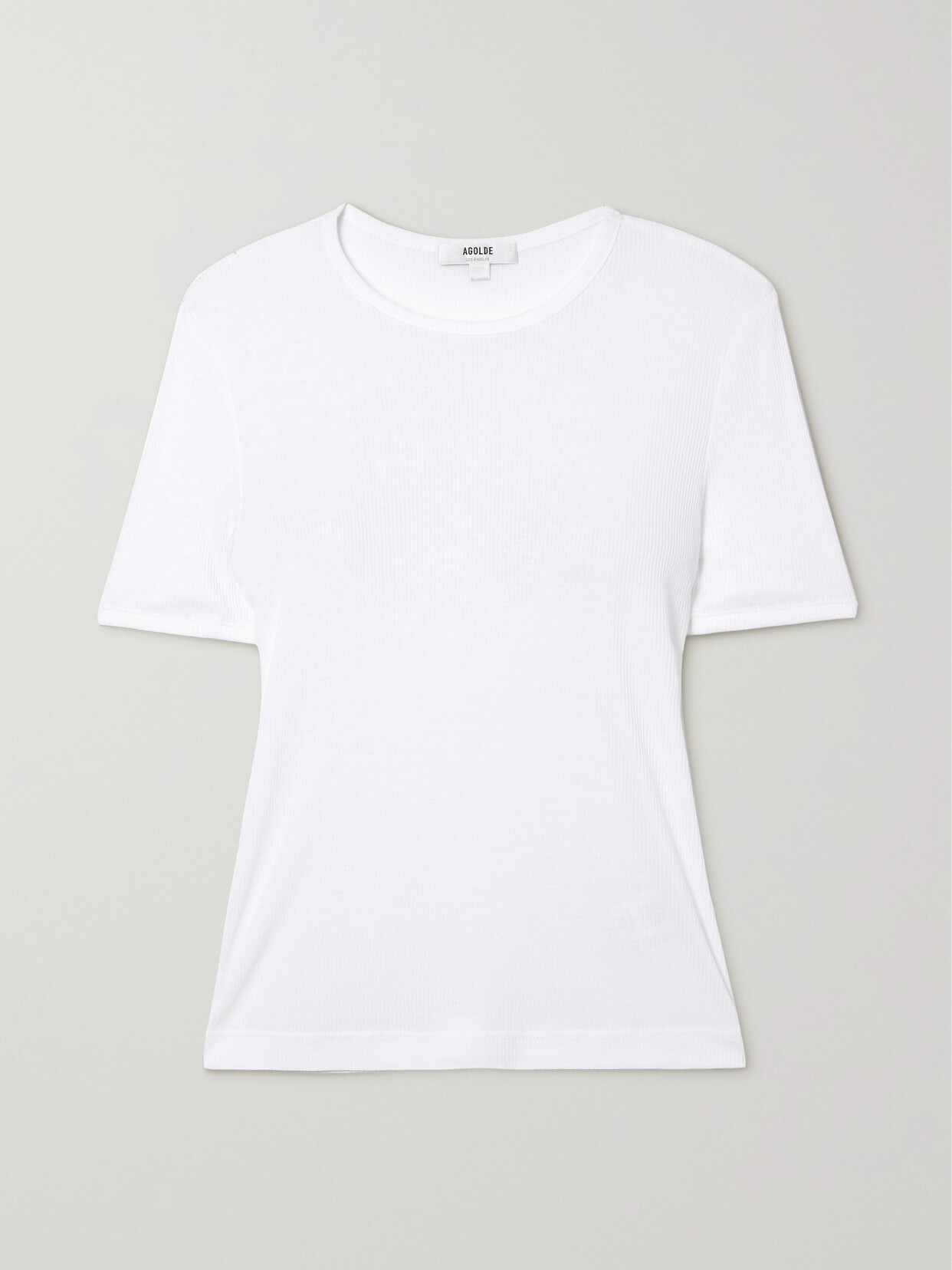 Shop Agolde Abbie Ribbed Stretch-jersey T-shirt In White