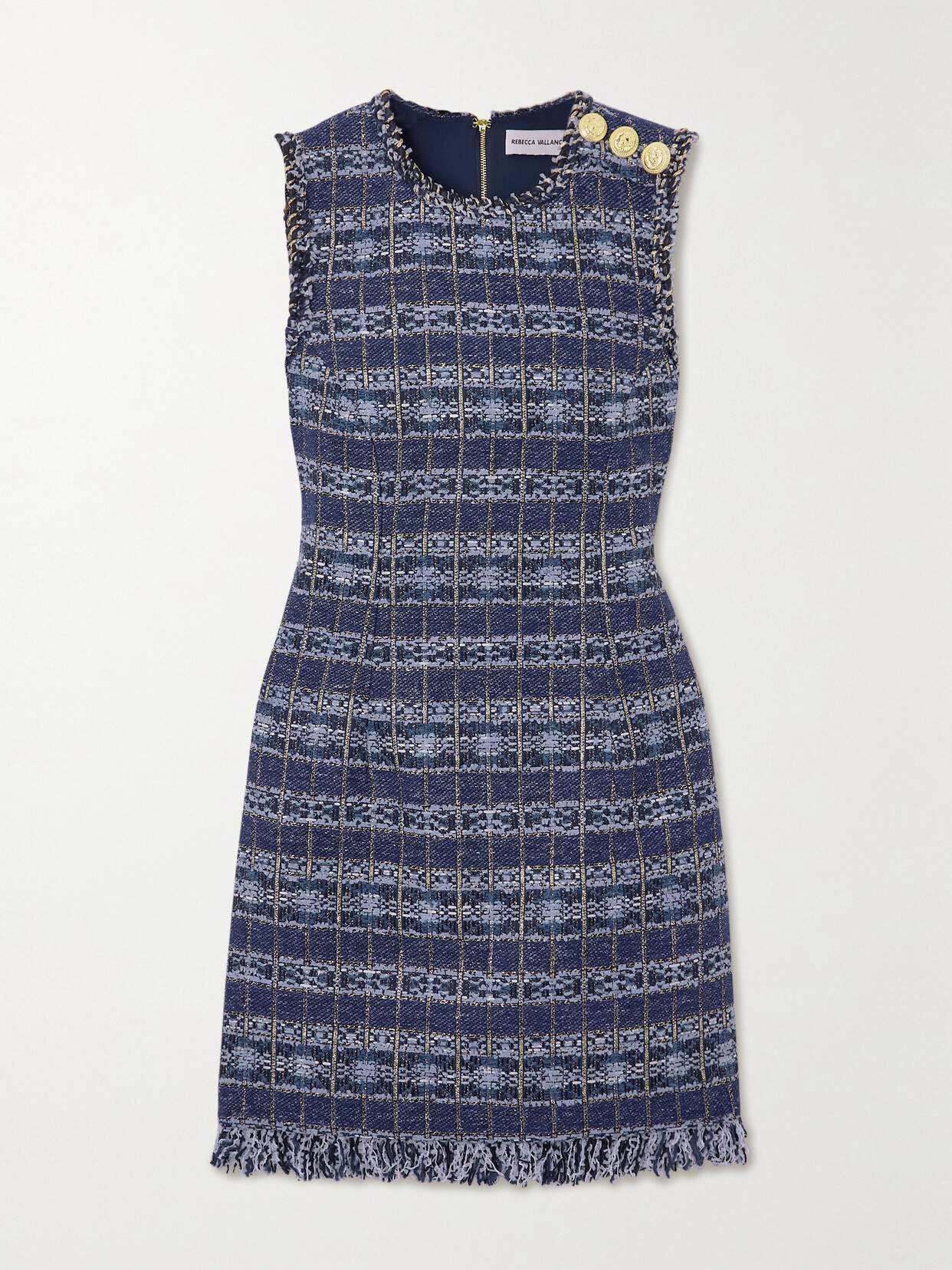 Rebecca Vallance - Caroline Metallic Bouclé-tweed Mini Dress - Blue