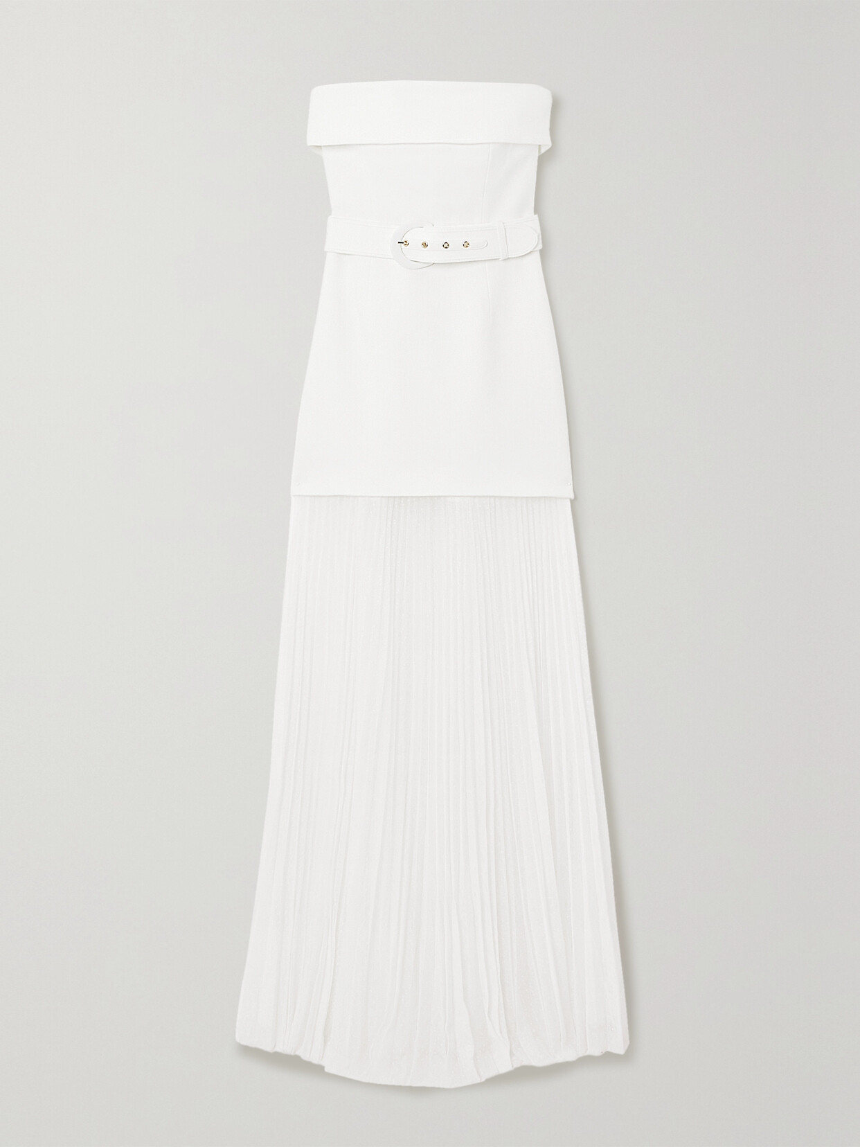 Rebecca Vallance Cyndi Pleat Belted Cutout Midi Dress In Ivory