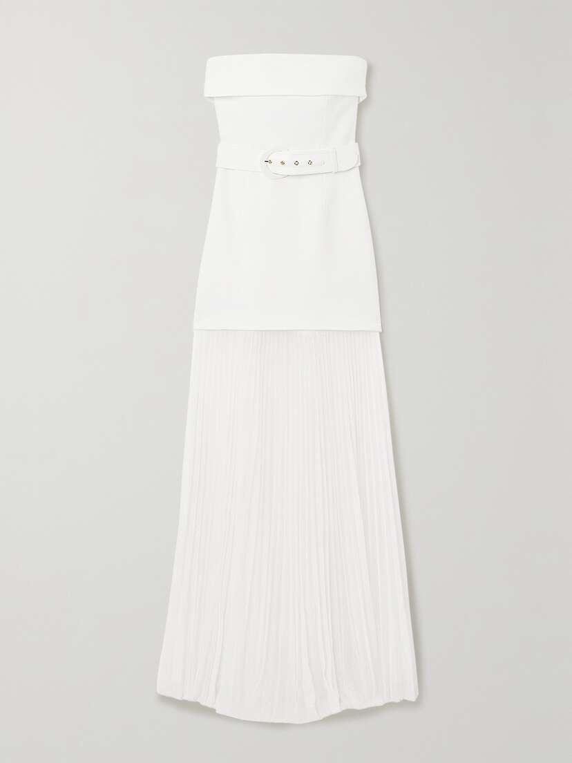 Rebecca Vallance Cyndi Strapless Stretch-crepe And Swiss-dot Mesh Gown