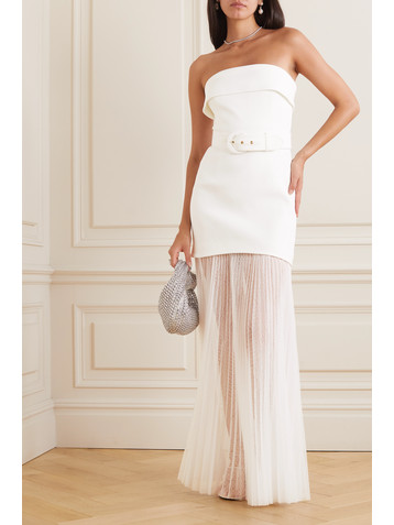 Rebecca Vallance Cyndi strapless stretch-crepe and Swiss-dot mesh gown