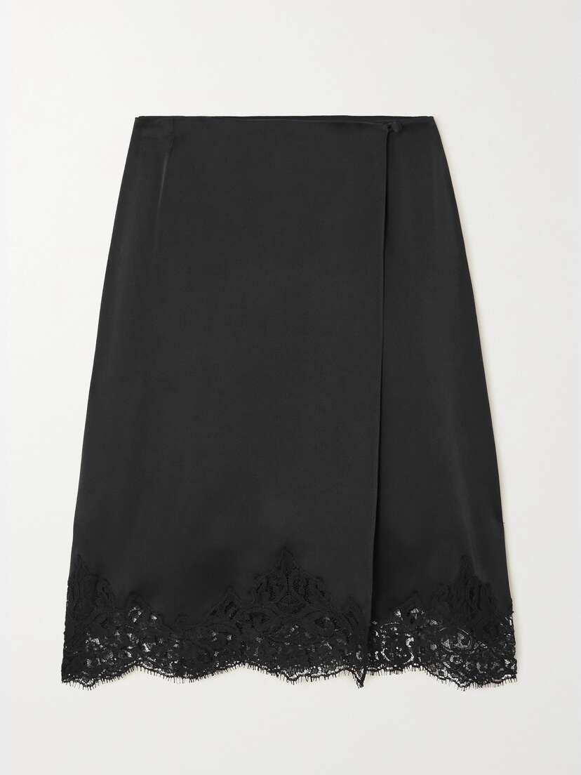 Stella McCartney + Net Sustain Lace-trimmed Satin Skirt