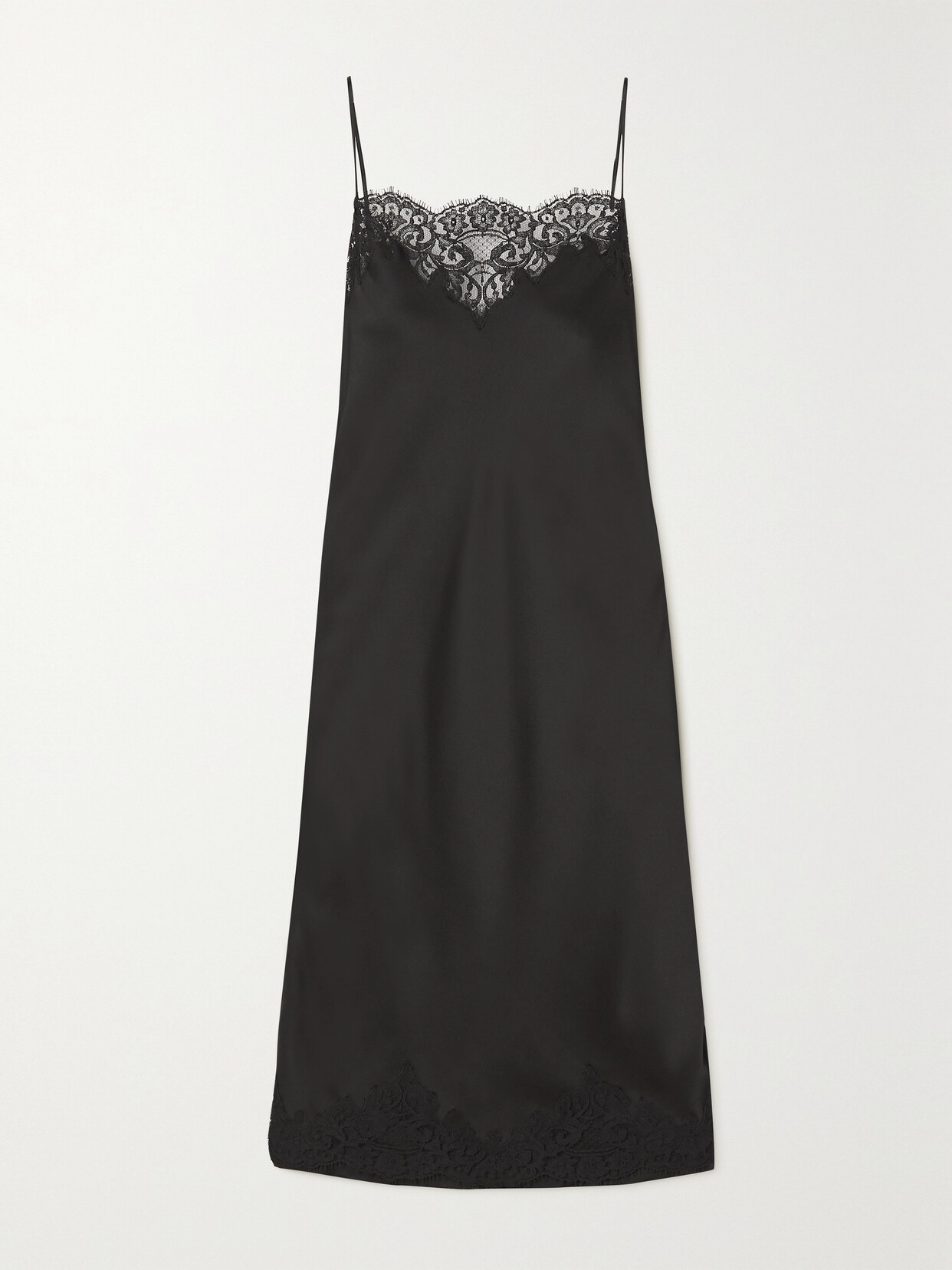 Stella Mccartney + Net Sustain Lace-trimmed Satin Midi Dress In Black