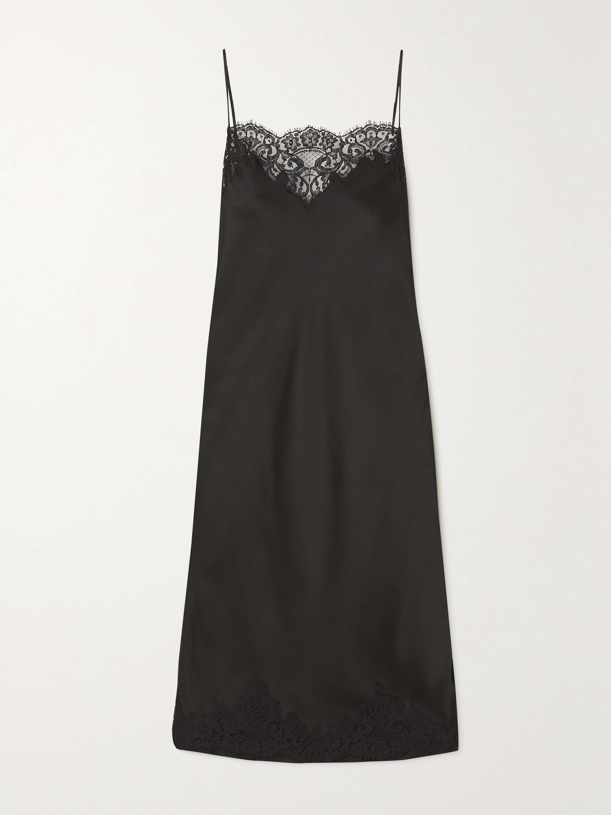 STELLA MCCARTNEY + NET SUSTAIN lace-trimmed satin midi dress | NET-A-PORTER