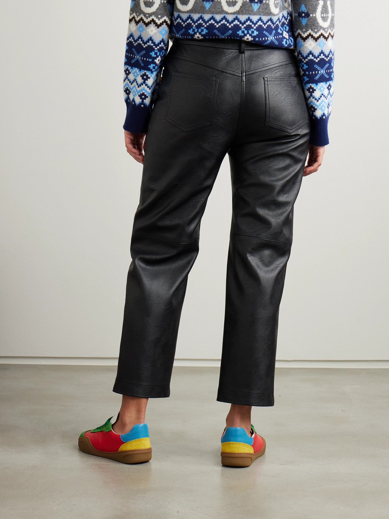 Shop Stella Mccartney + Net Sustain Vegetarian Leather Straight-leg Pants In Black