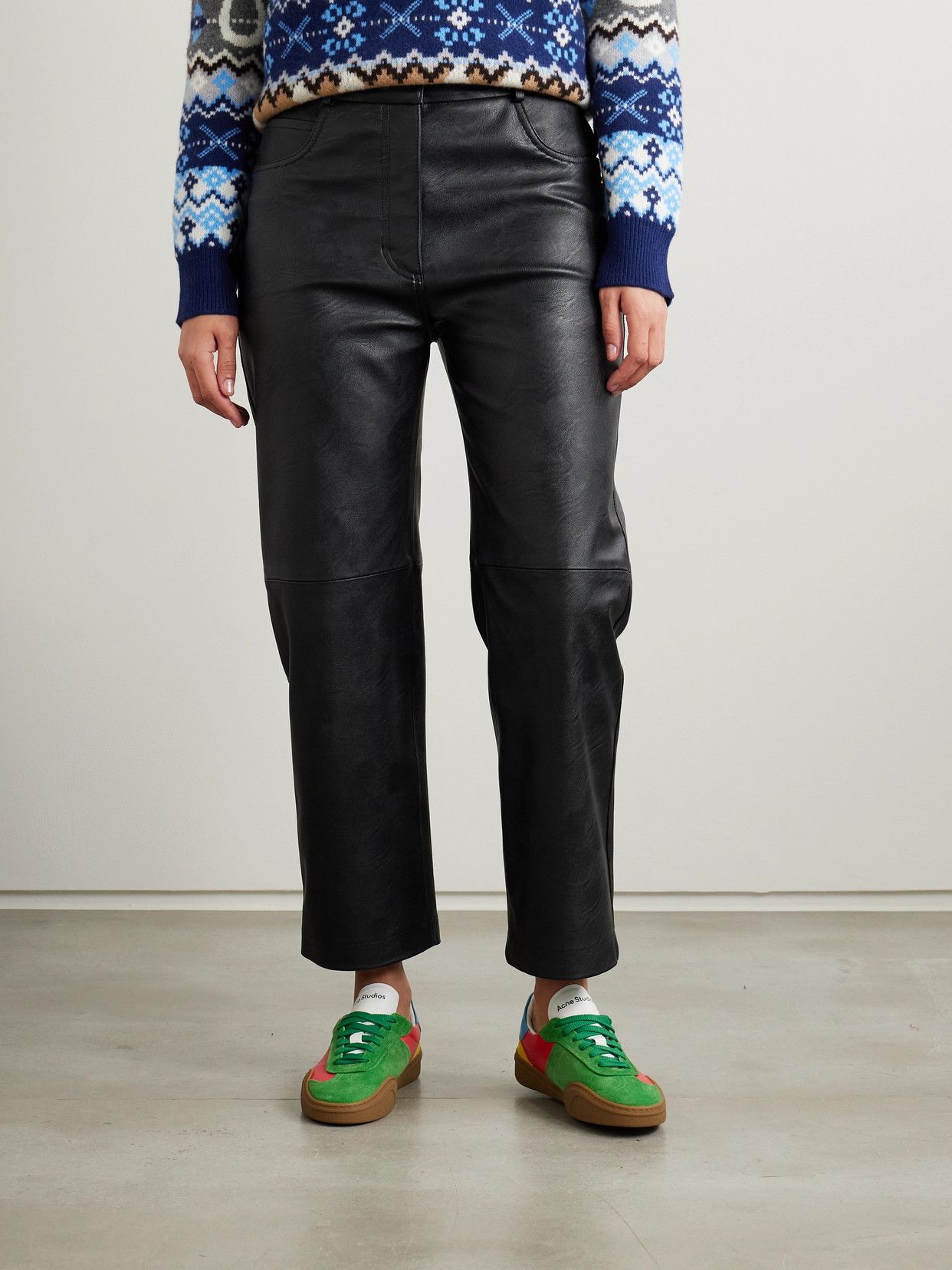 Stella Mccartney + Net Sustain Vegetarian Leather Straight-leg Pants In Black