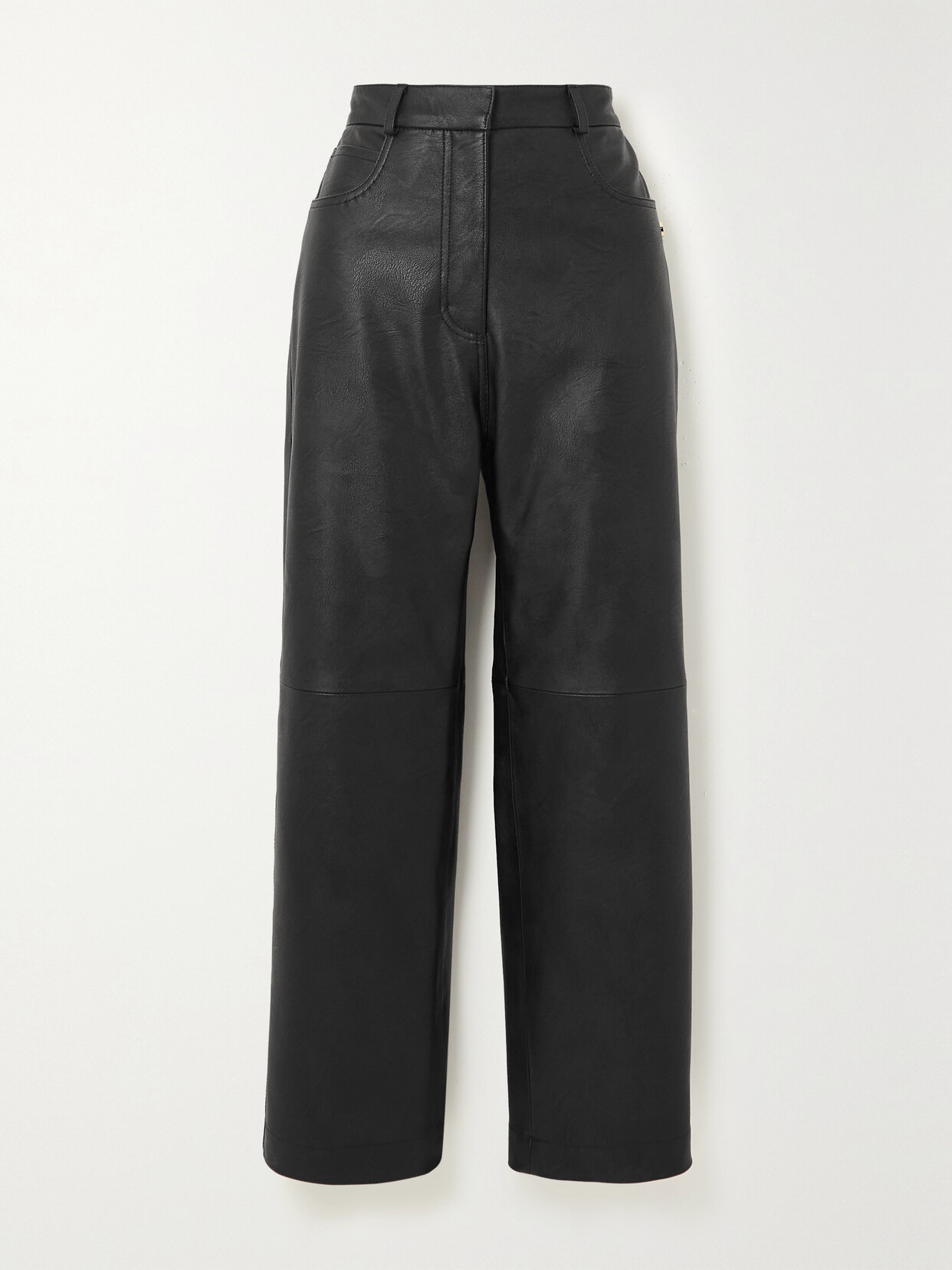 Stella Mccartney + Net Sustain Vegetarian Leather Straight-leg Trousers In Black