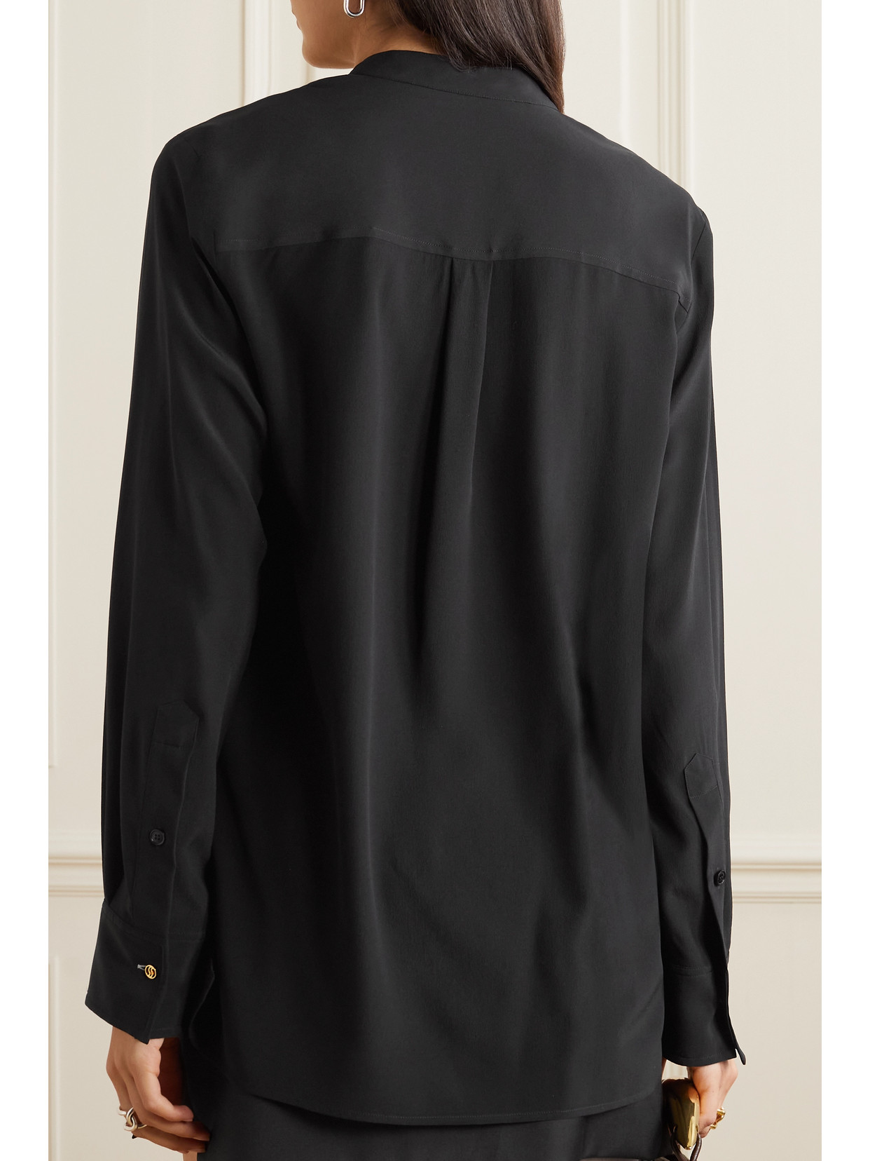 Stella Mccartney + Net Sustain Eva Silk Crepe De Chine Blouse In Black