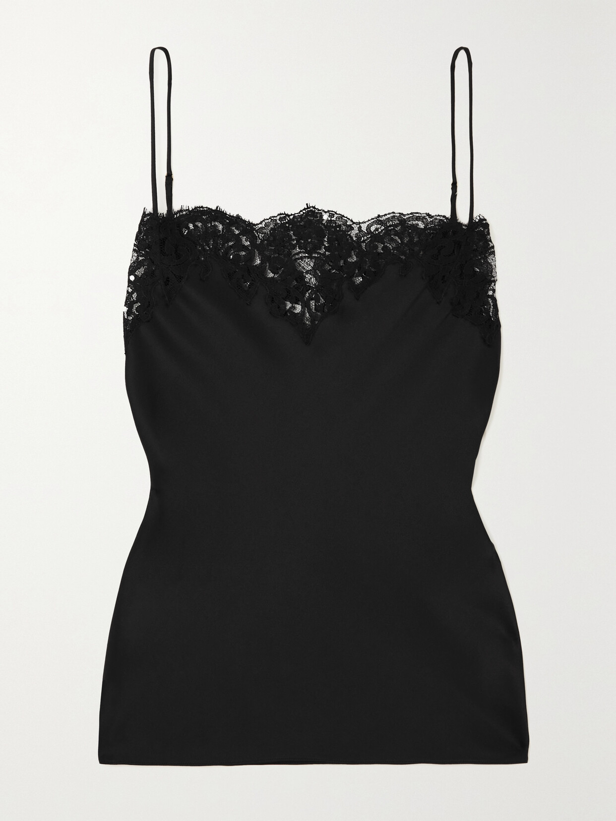 Shop Stella Mccartney + Net Sustain Lace-trimmed Satin Camisole In Black