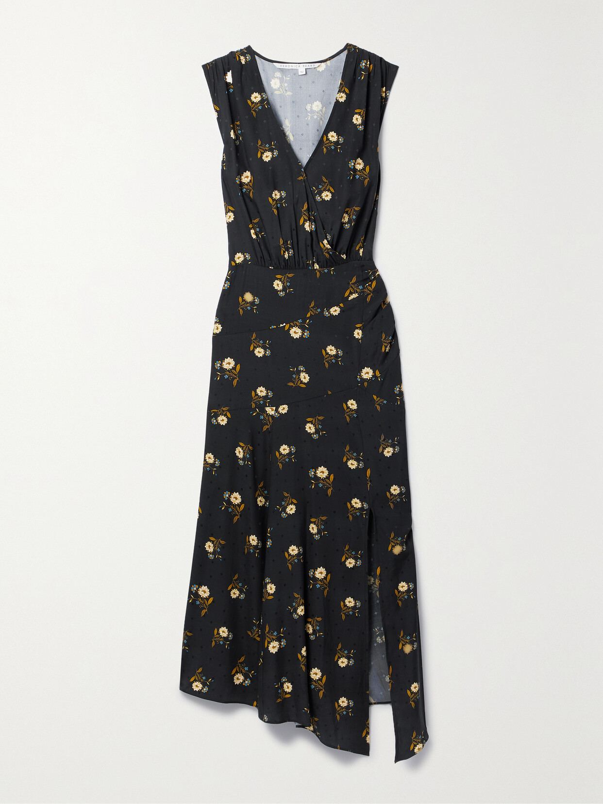 Veronica Beard Wixson Floral Sleeveless A-line Midi Dress In Black