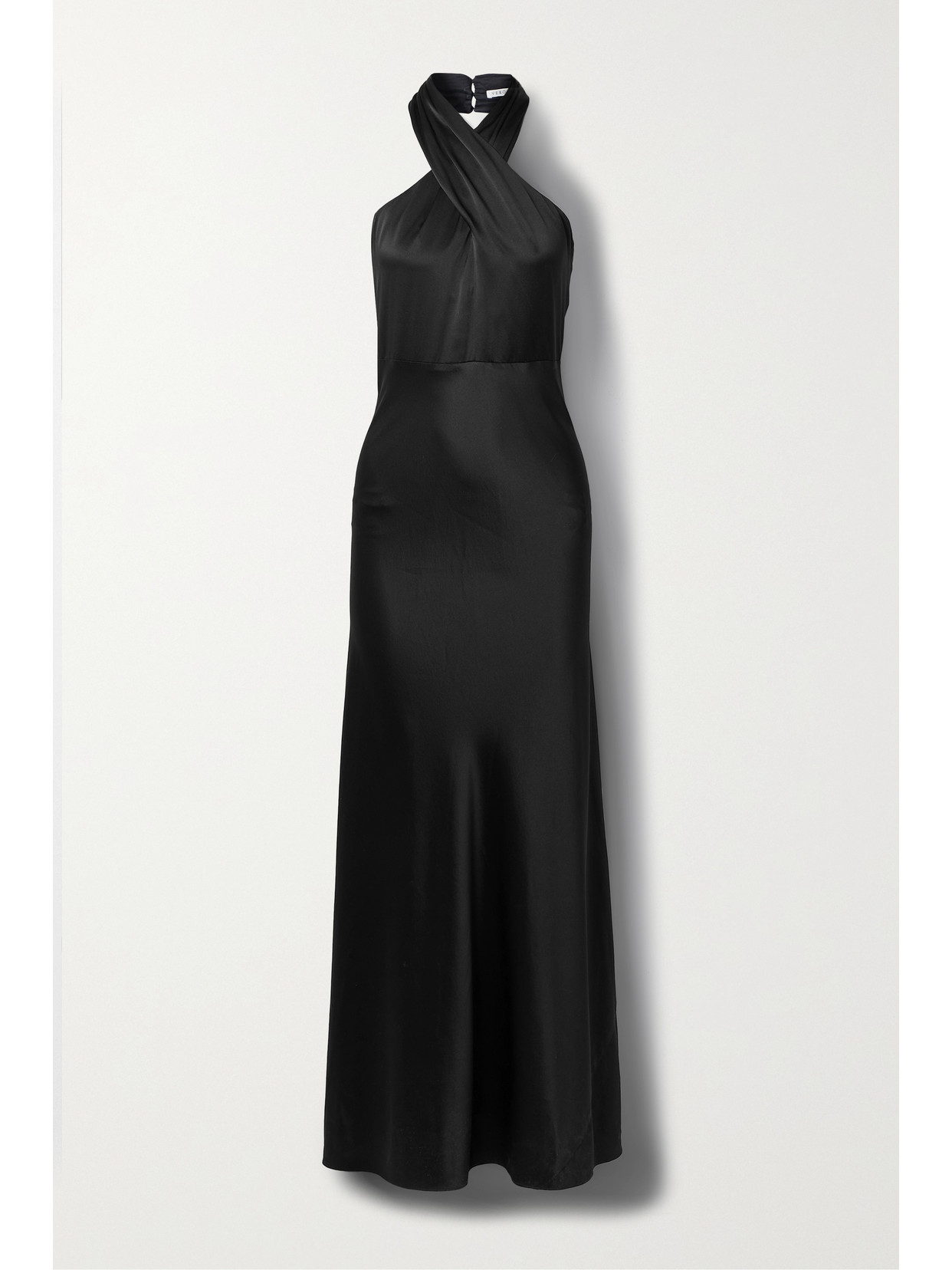 Shop Veronica Beard Alberta Halterneck Satin Maxi Dress In Black