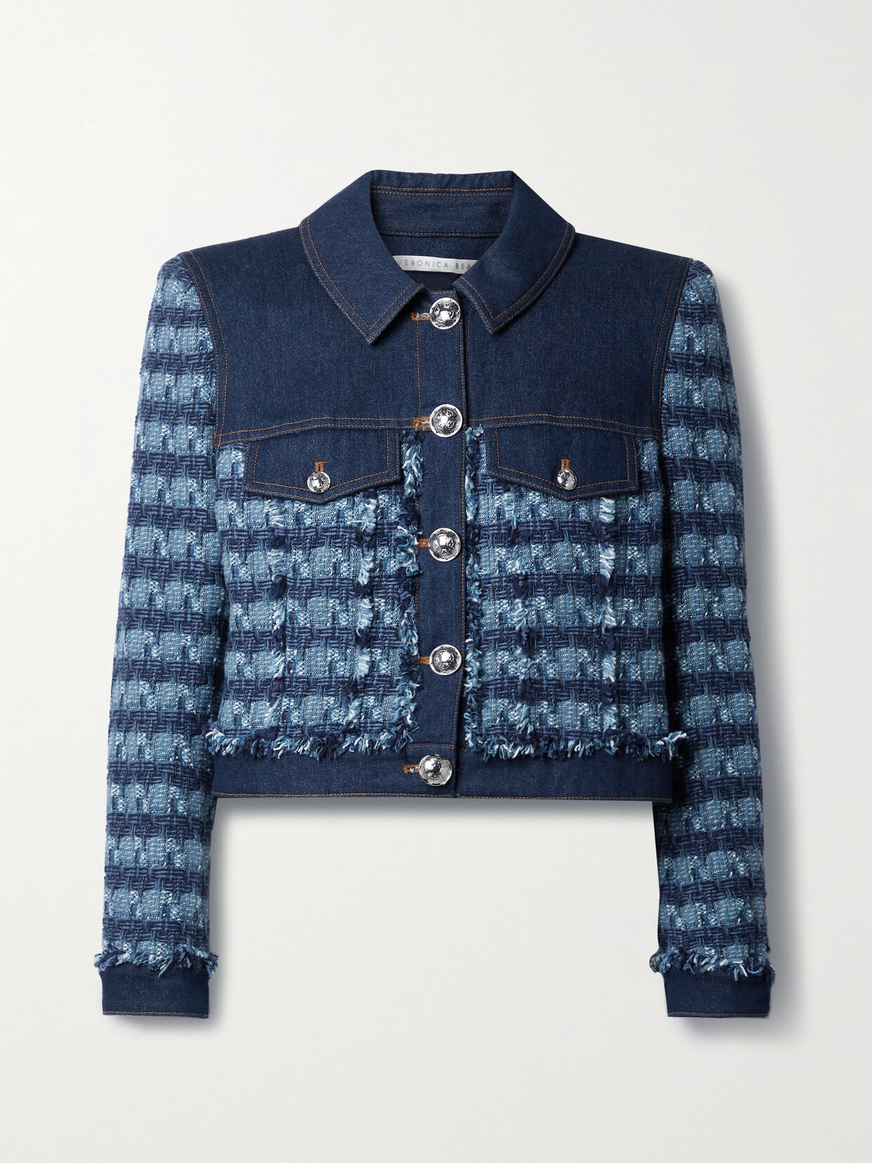 Veronica Beard - Santo Cotton-tweed And Denim Jacket - Blue