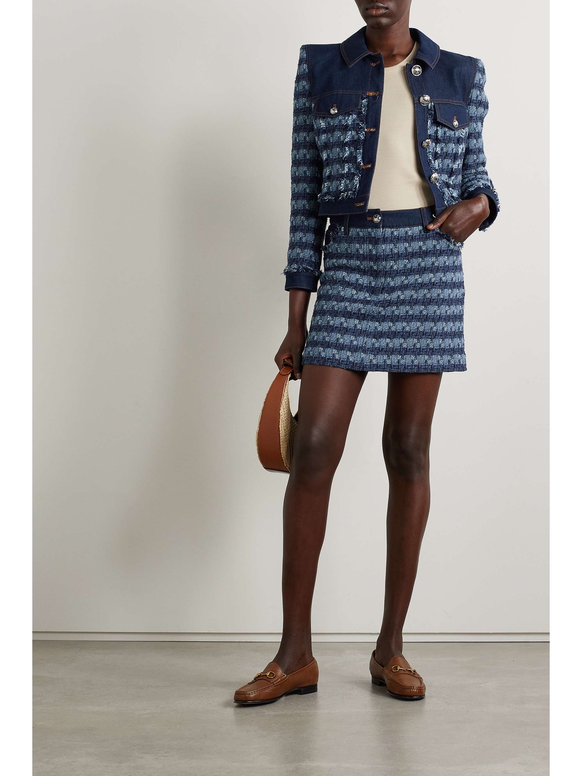 VERONICA BEARD Santo cotton-tweed and denim jacket
