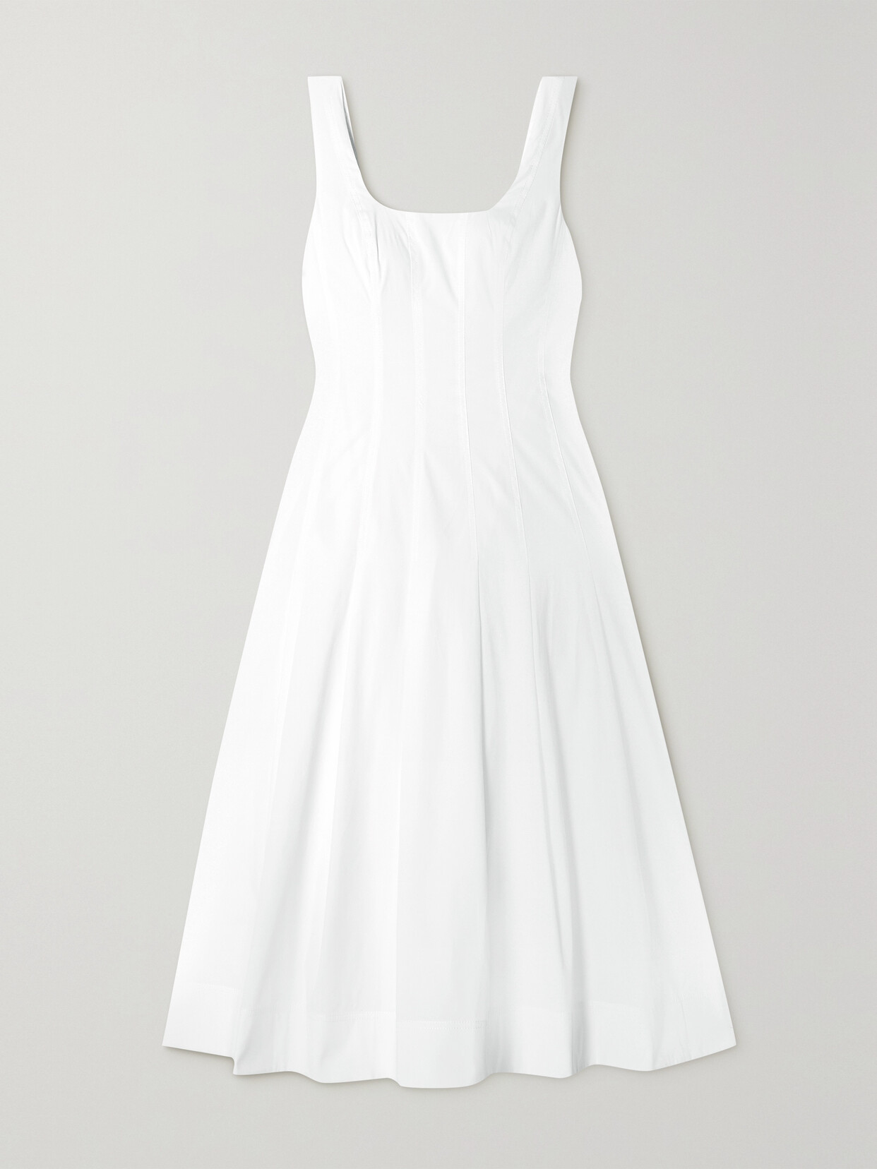 Veronica Beard Jolie Paneled Stretch-cotton Poplin Midi Dress - White