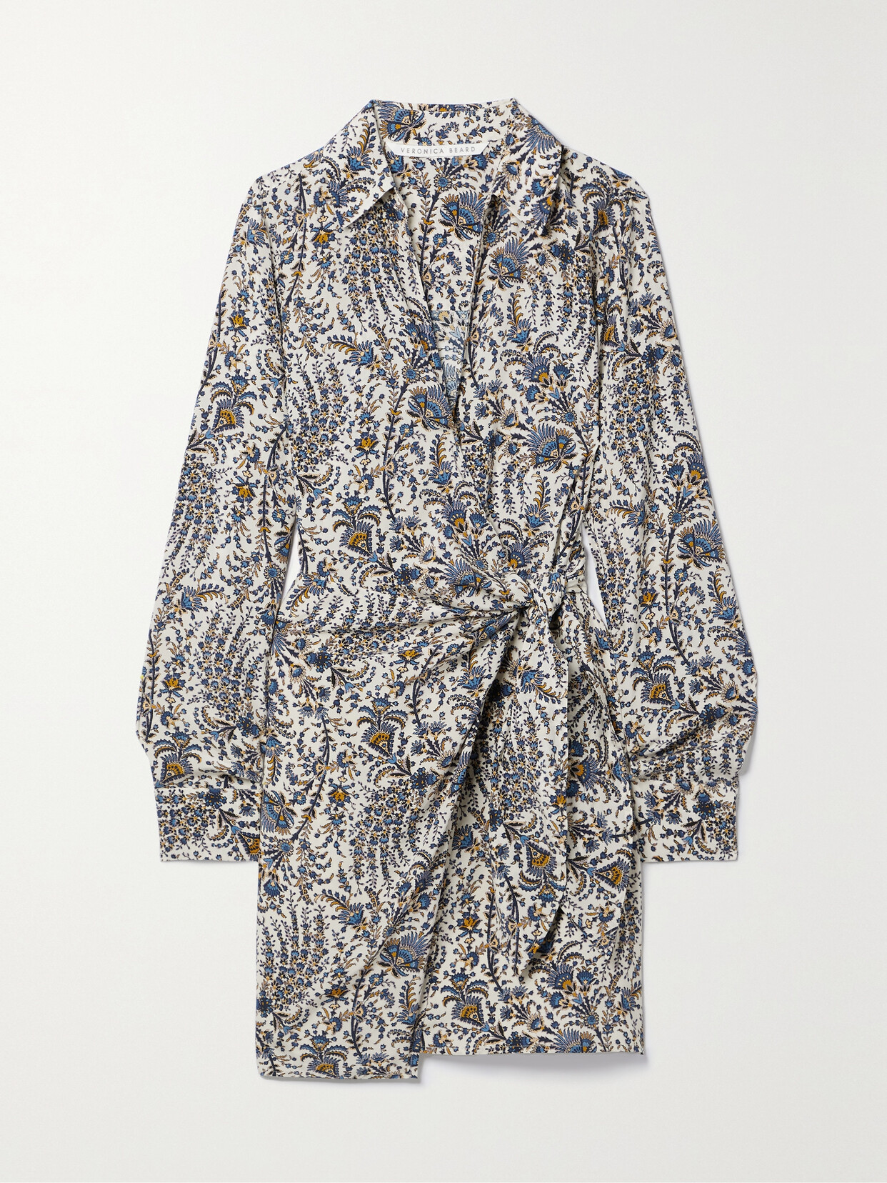 Veronica Beard Lavella Printed Crepe Mini Wrap Dress - Blue