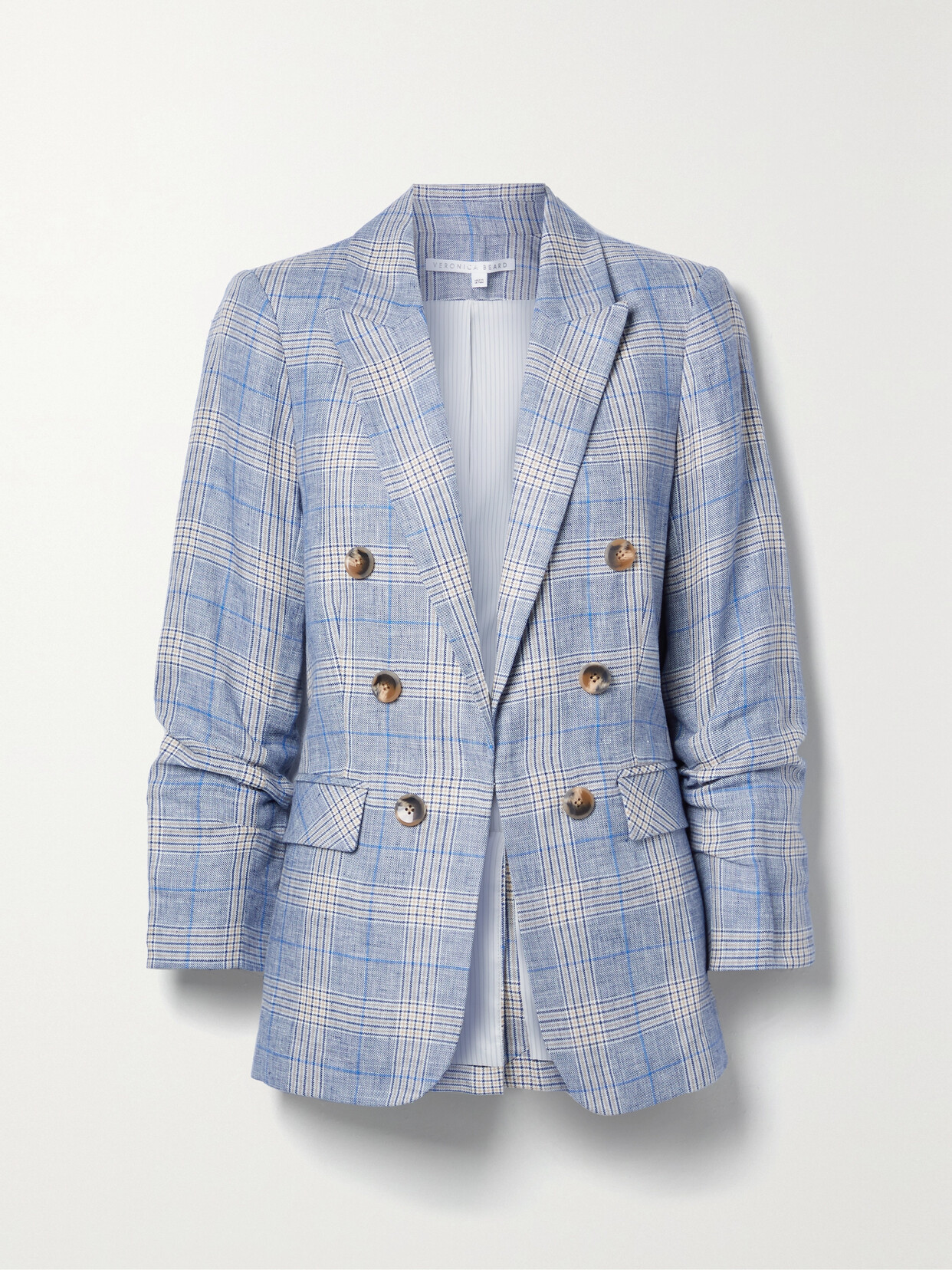 Veronica Beard - Beacon Dickey Checked Linen Blazer - Blue