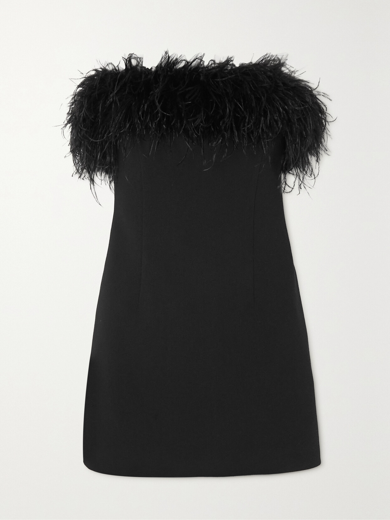 REBECCA VALLANCE AFTER HOURS STRAPLESS FEATHER-TRIMMED CADY MINI DRESS