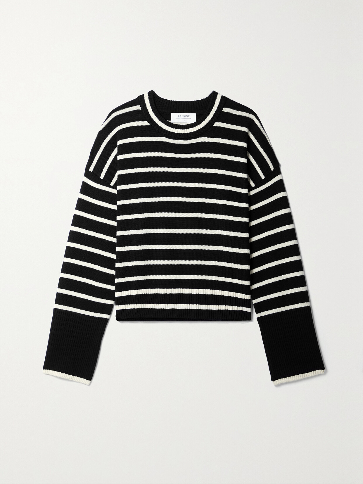 La Ligne - Striped Cotton Sweater - Black