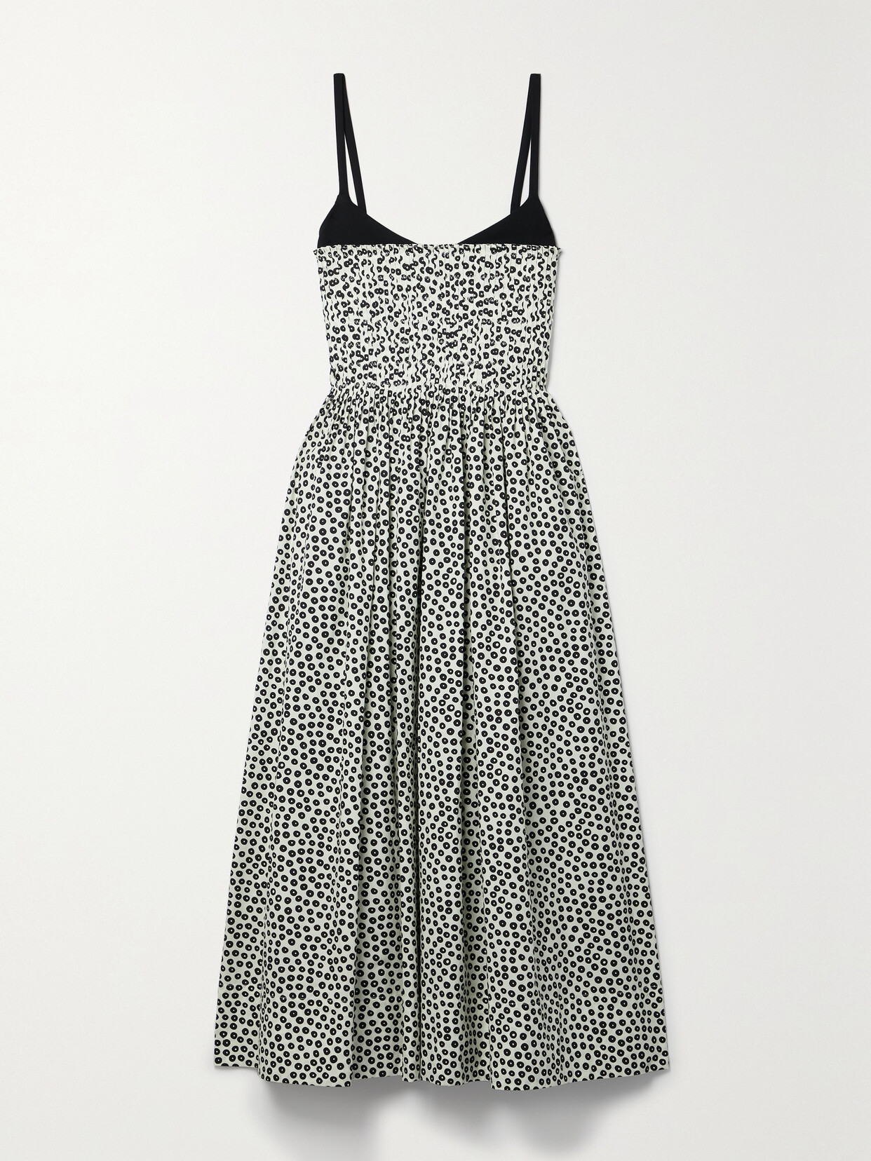 La Ligne - Pintucked Printed Cotton-poplin And Stretch-jersey Midi Dress - Black