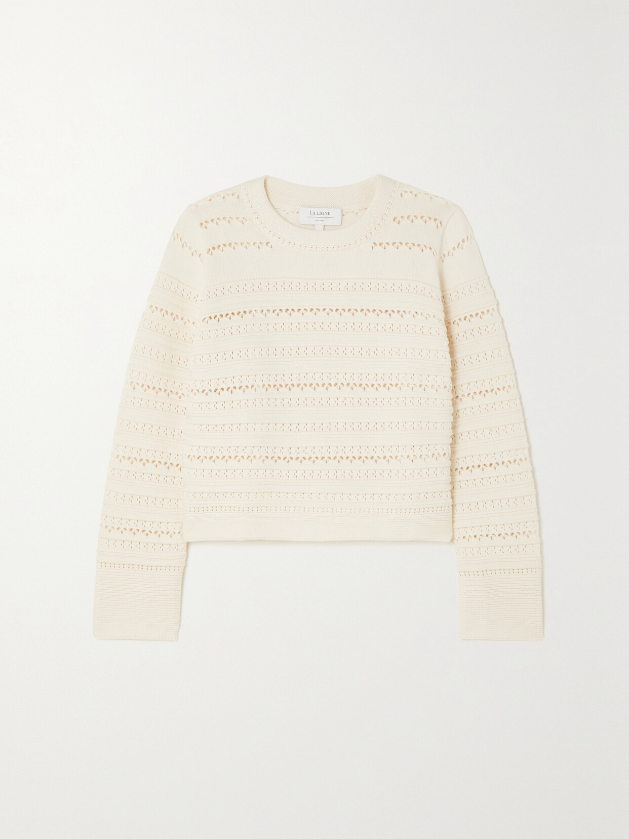 La Ligne - Pointelle-knit Cotton-blend Sweater - Ivory